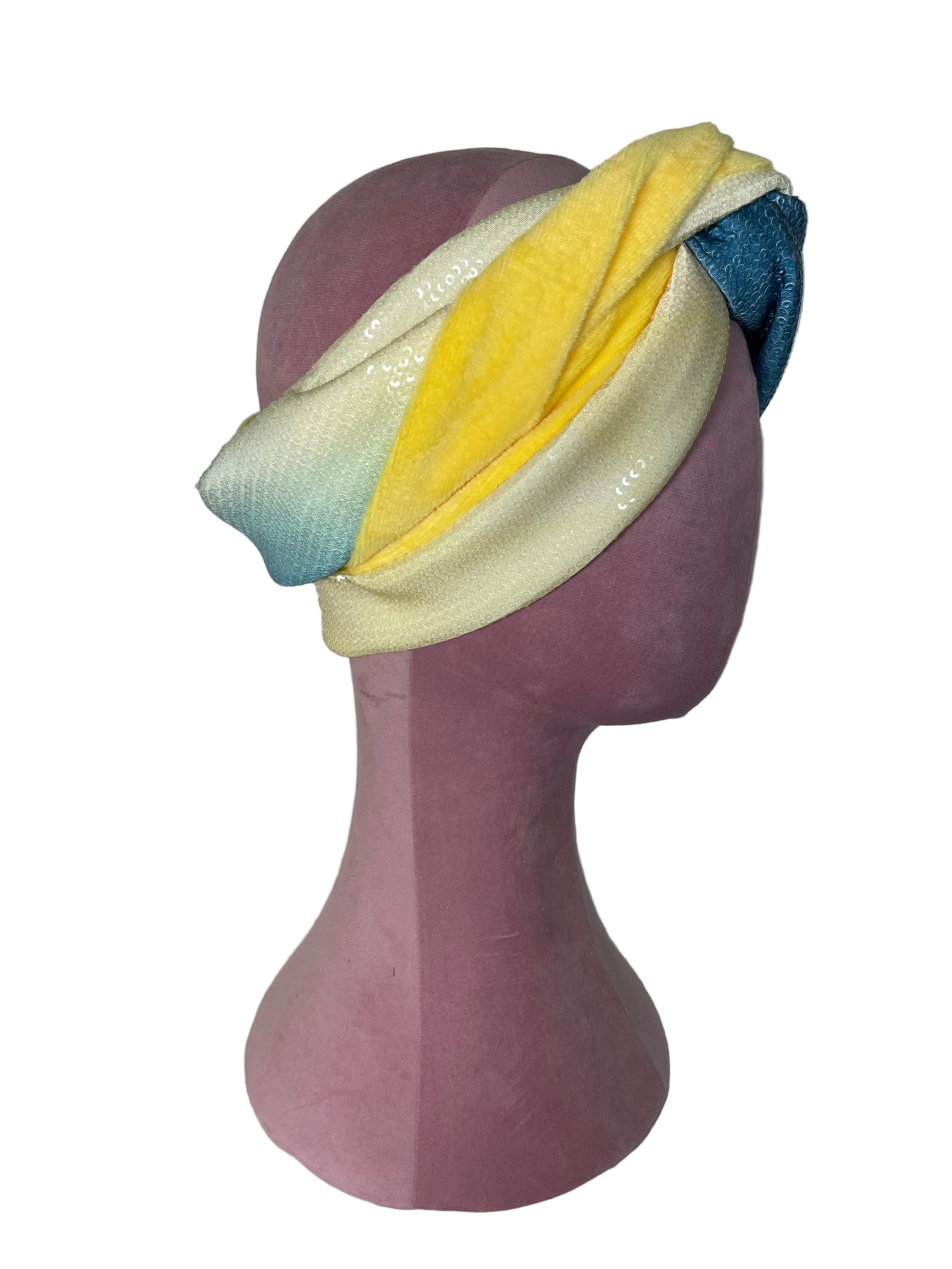 Blue/Yellow Sequin Velvet Wrap
