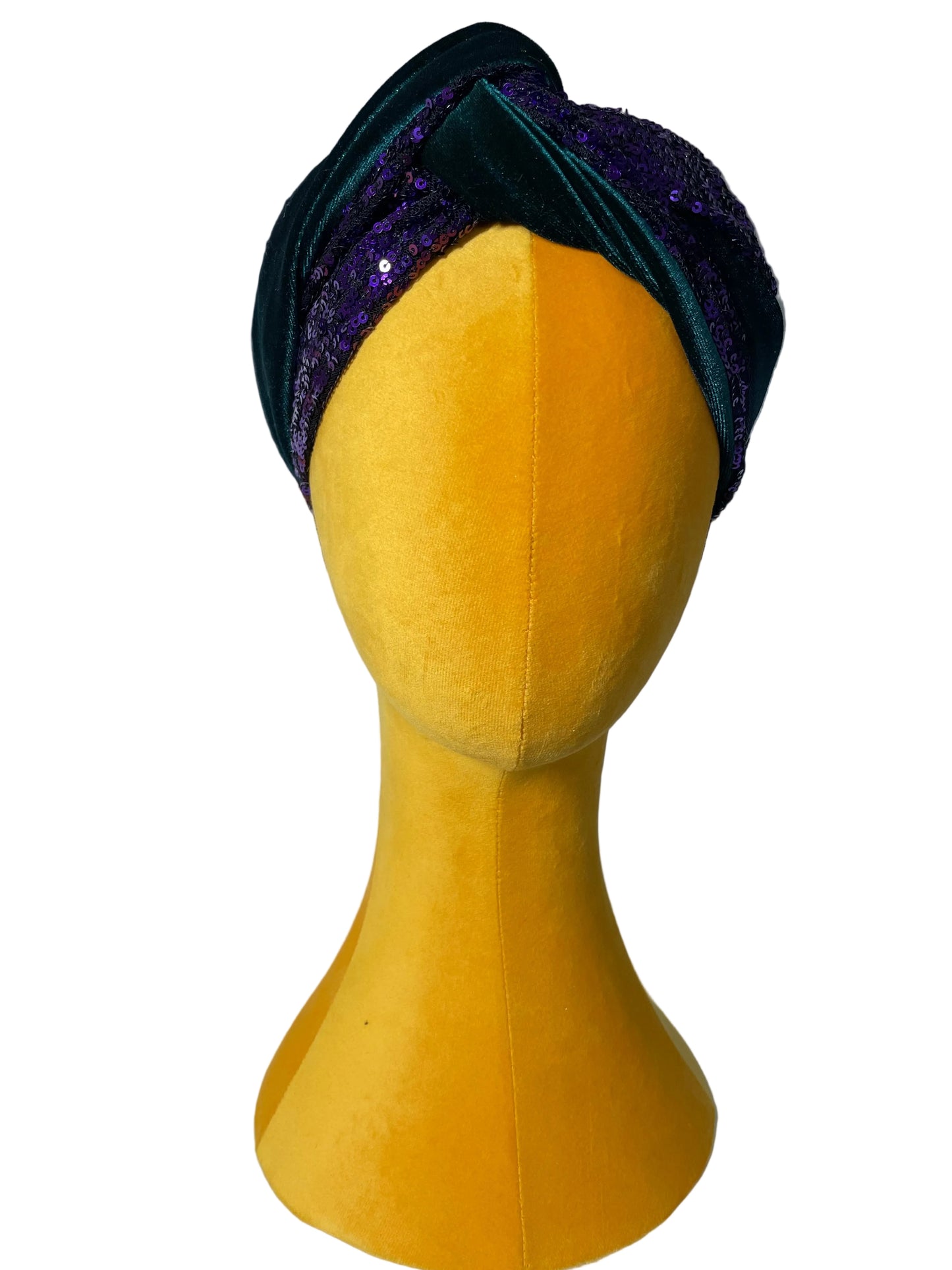 Emerald/Purple Sequin Head Wrap