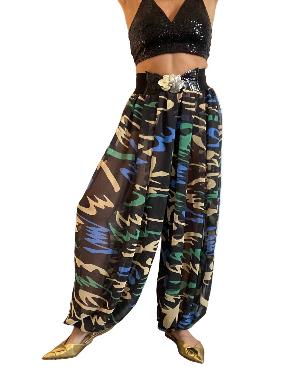 Squiggle Print Chiffon ‘Jeannie’ Trousers