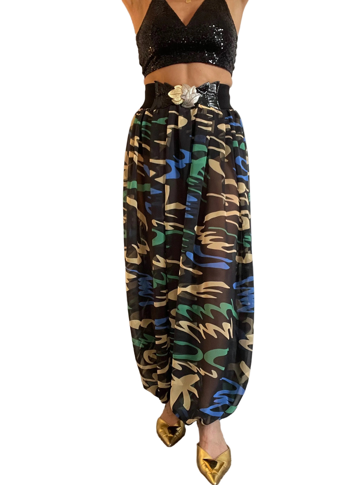 Squiggle Print Chiffon ‘Jeannie’ Trousers
