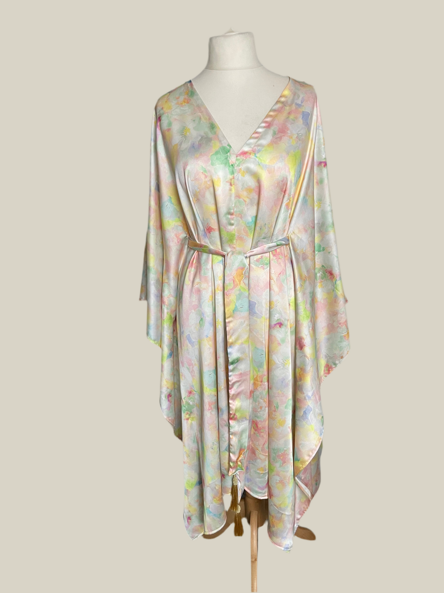 Marble Pastel Satin Midi Kaftan