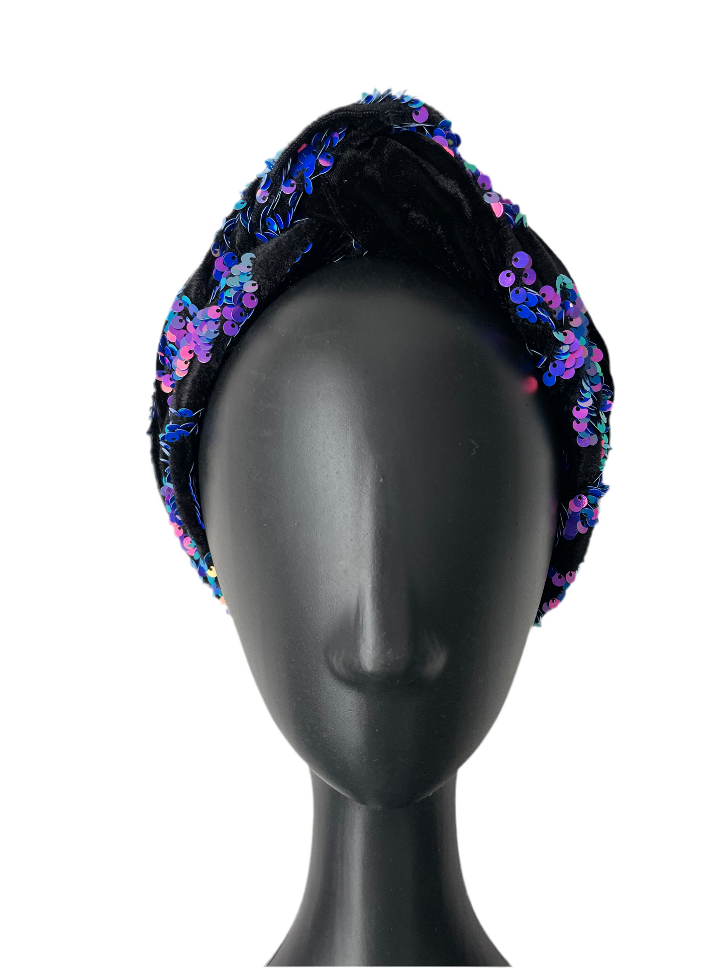 Purple Sequin and Velour Head Wrap