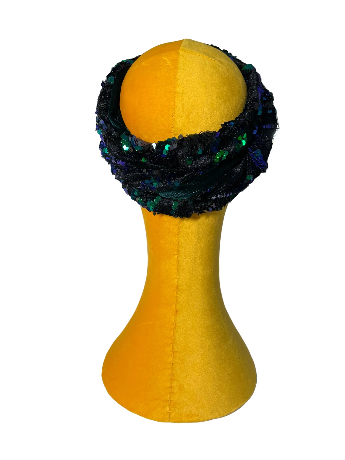 Black/Emerald Sequin Head Wrap
