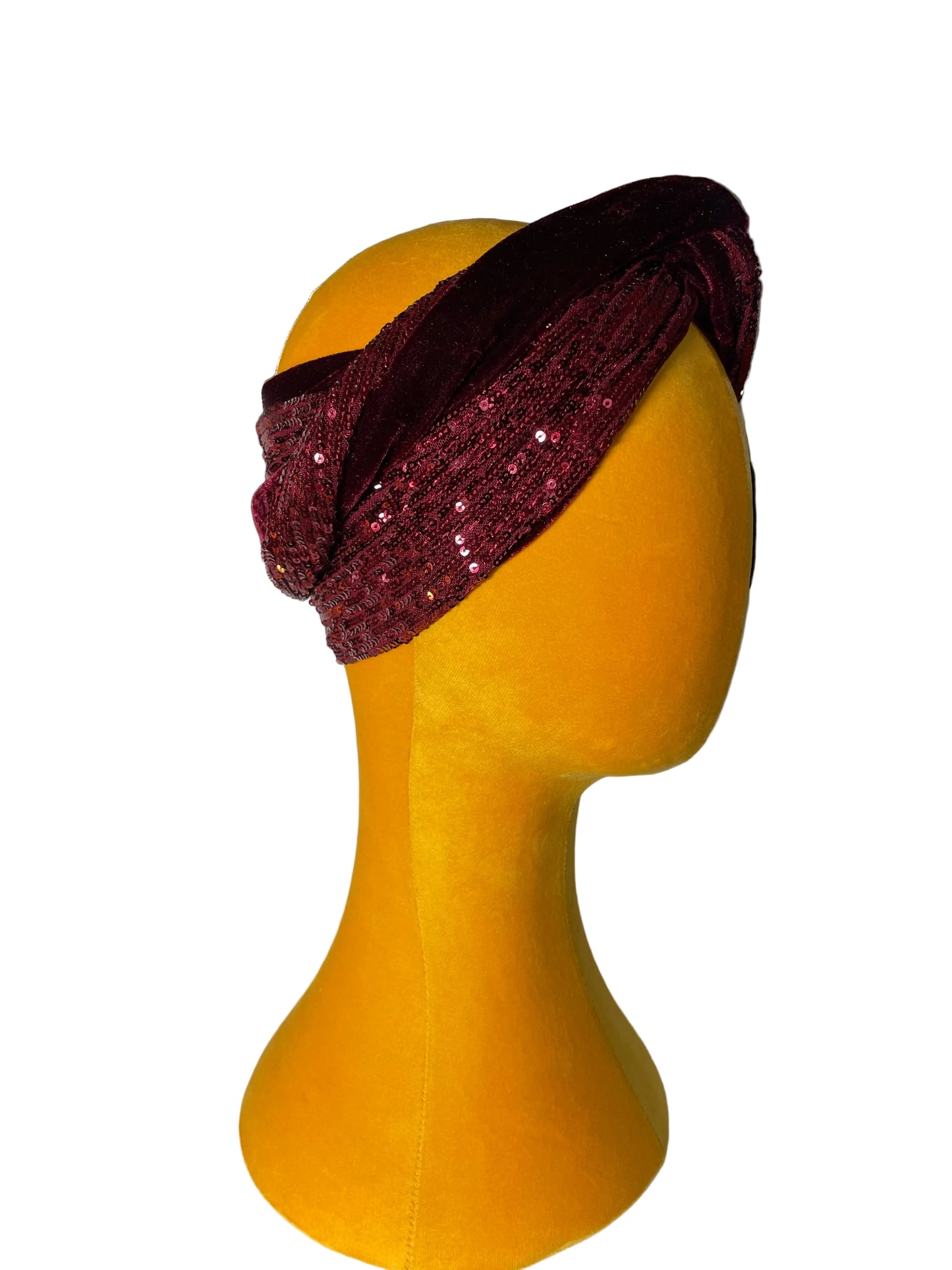 Dark Red Sequin Head Wrap
