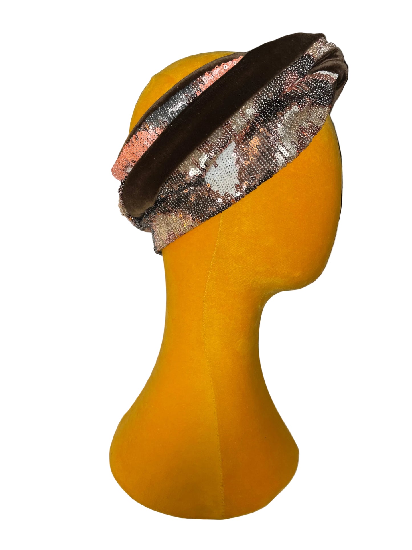 Brown/Bronze Peach Sequin Head Wrap