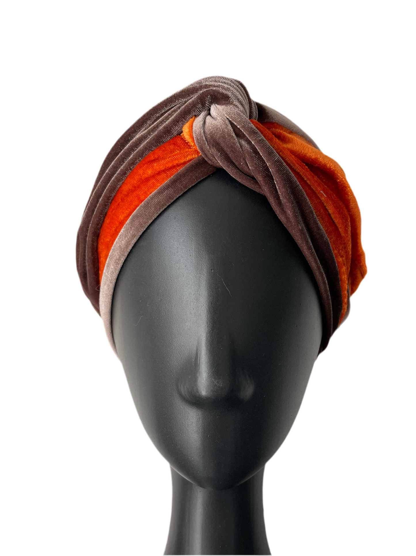 Orange and Taupe Velour Head Wrap