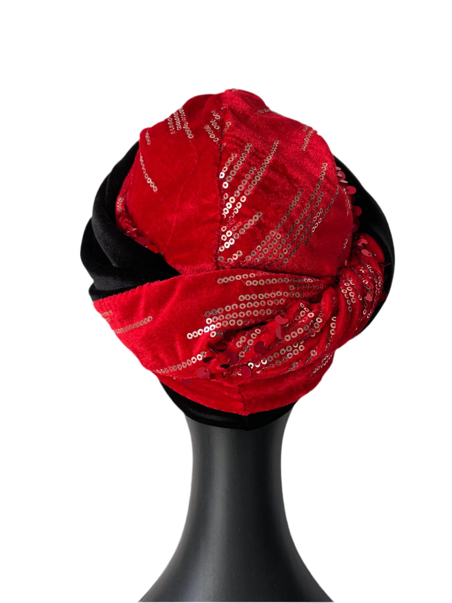 Red and Black Sequin Turban