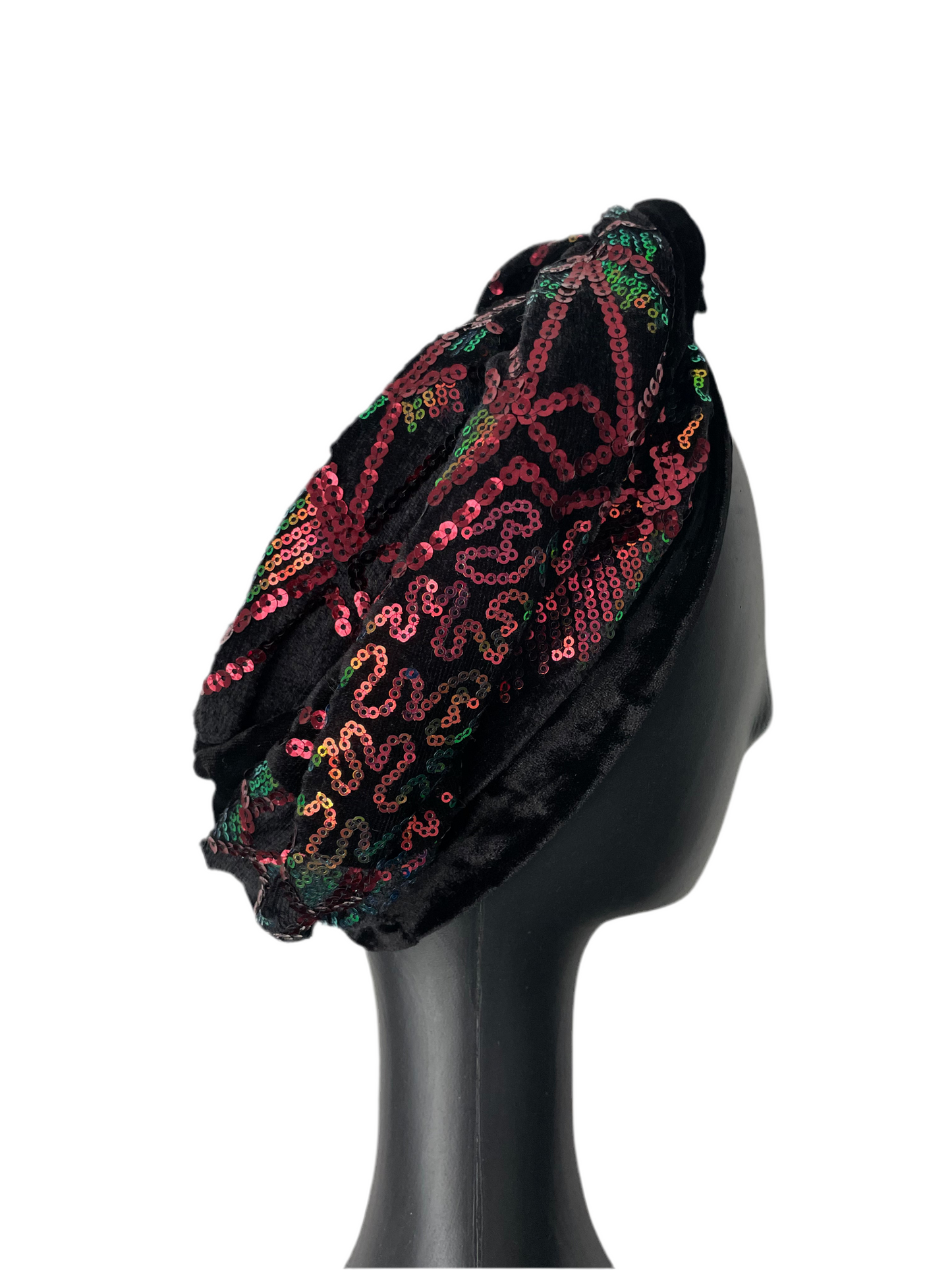 Red and Black Sequin Head Wraps