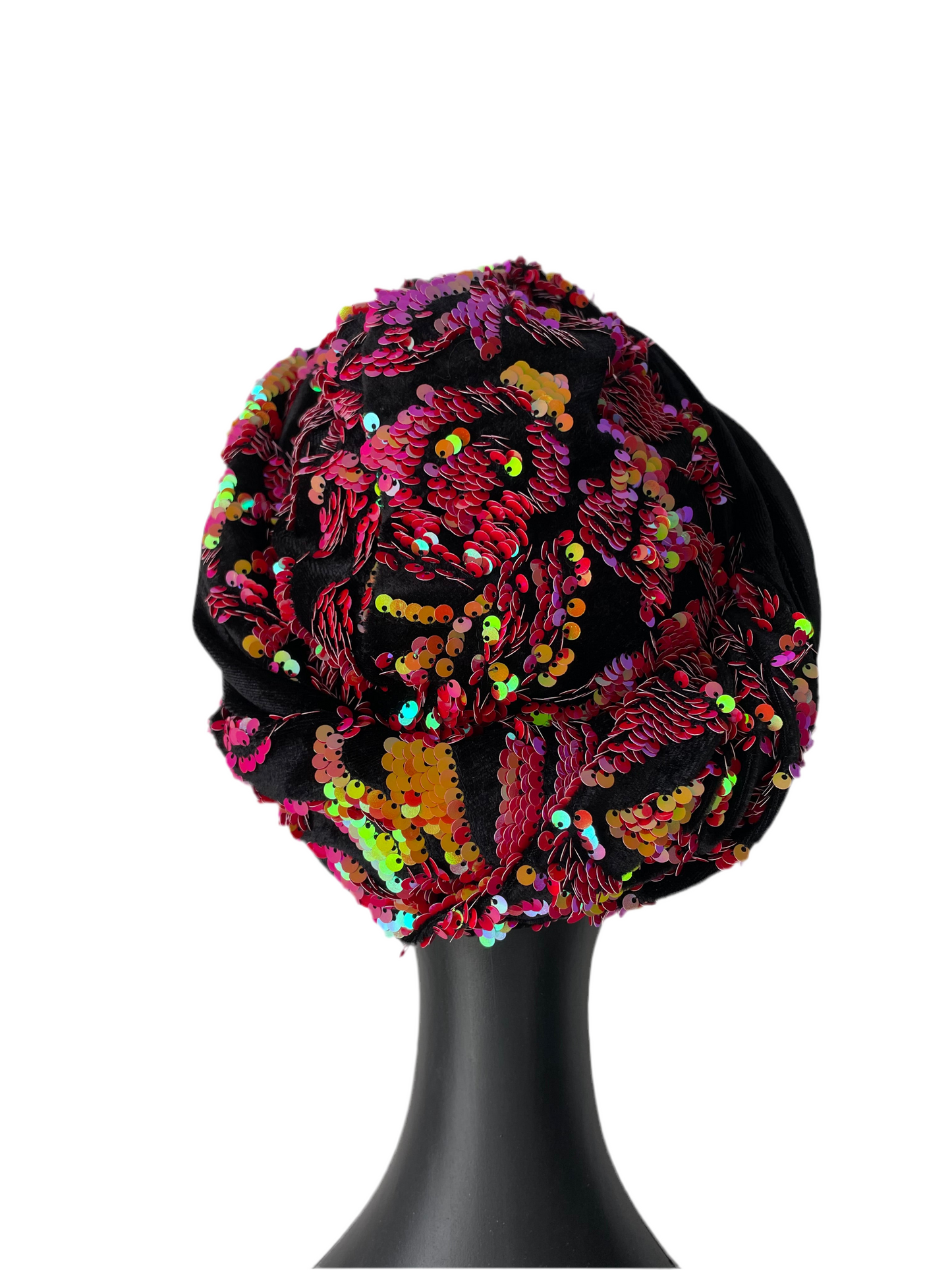 Pink/Orange Sequin Velvet Turban
