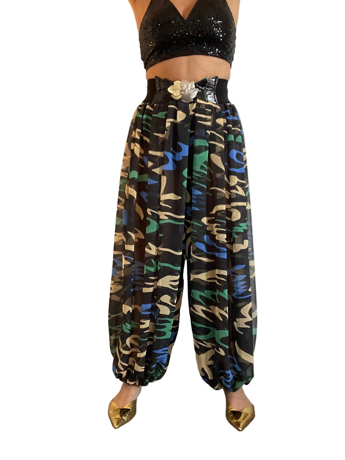 Squiggle Print Chiffon ‘Jeannie’ Trousers