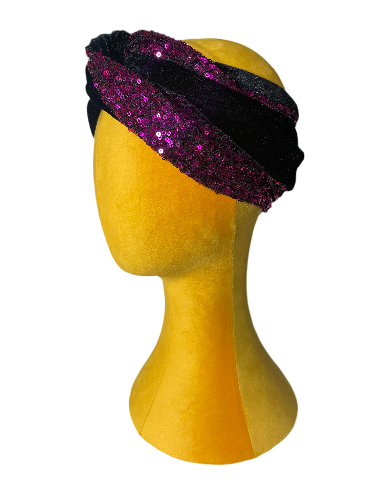 Black/Magenta Sequin Head wrap
