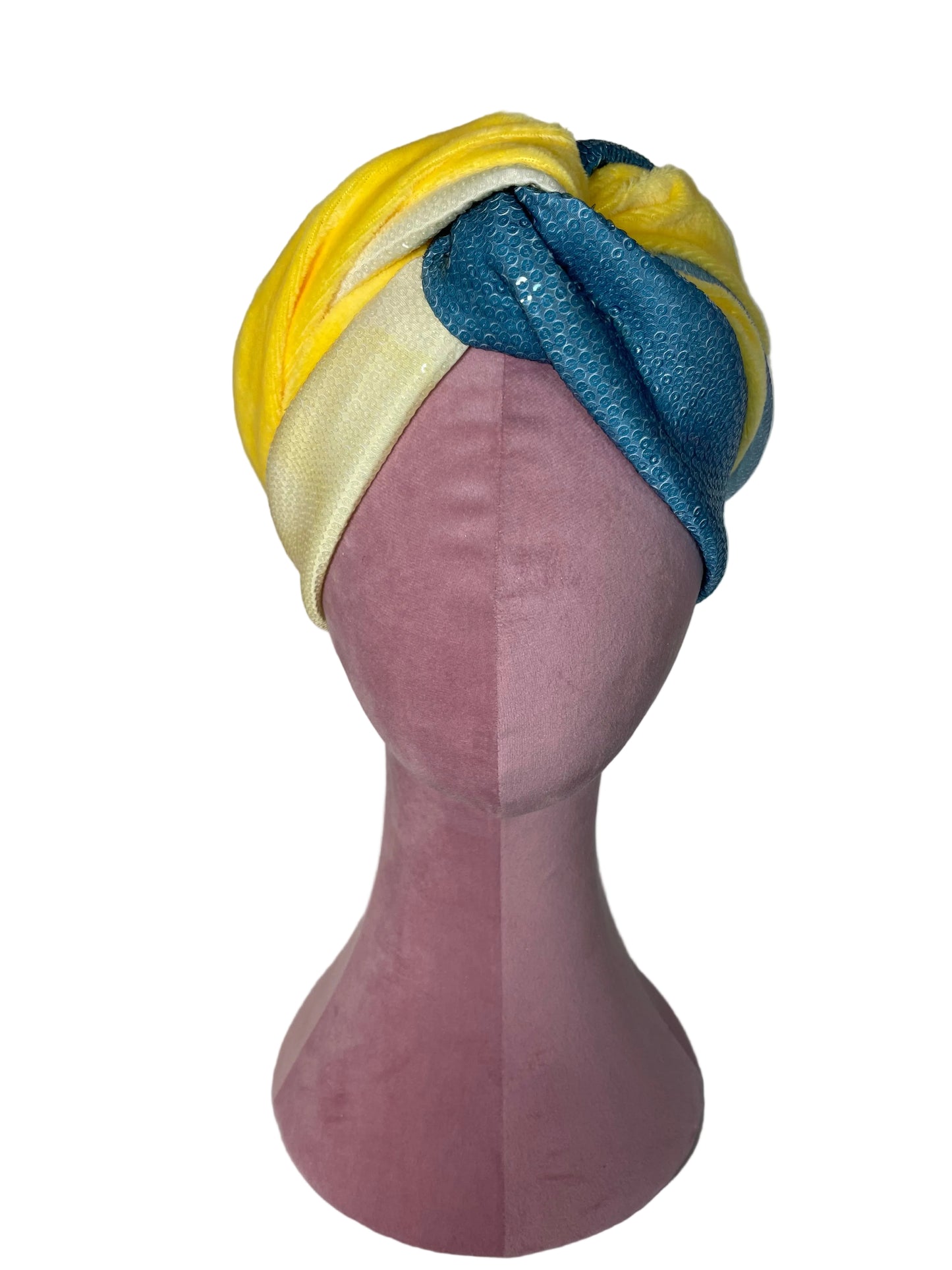 Blue/Yellow Sequin Velvet Wrap