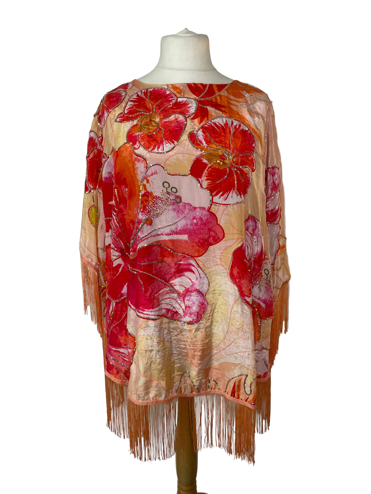 Peach Silk Beaded ‘Delilah’ Mini