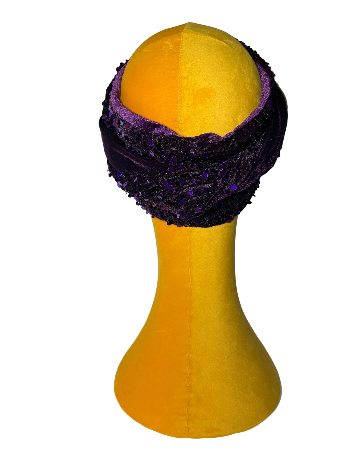 Purple Sequin Velvet Head Wrap