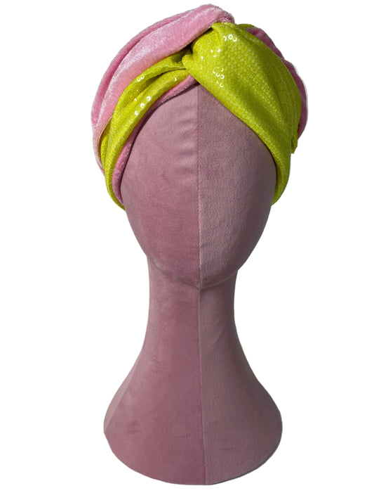 Lime/Pink Sequin Velvet Wrap