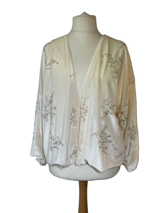Cream Velvet Embellished Jacket