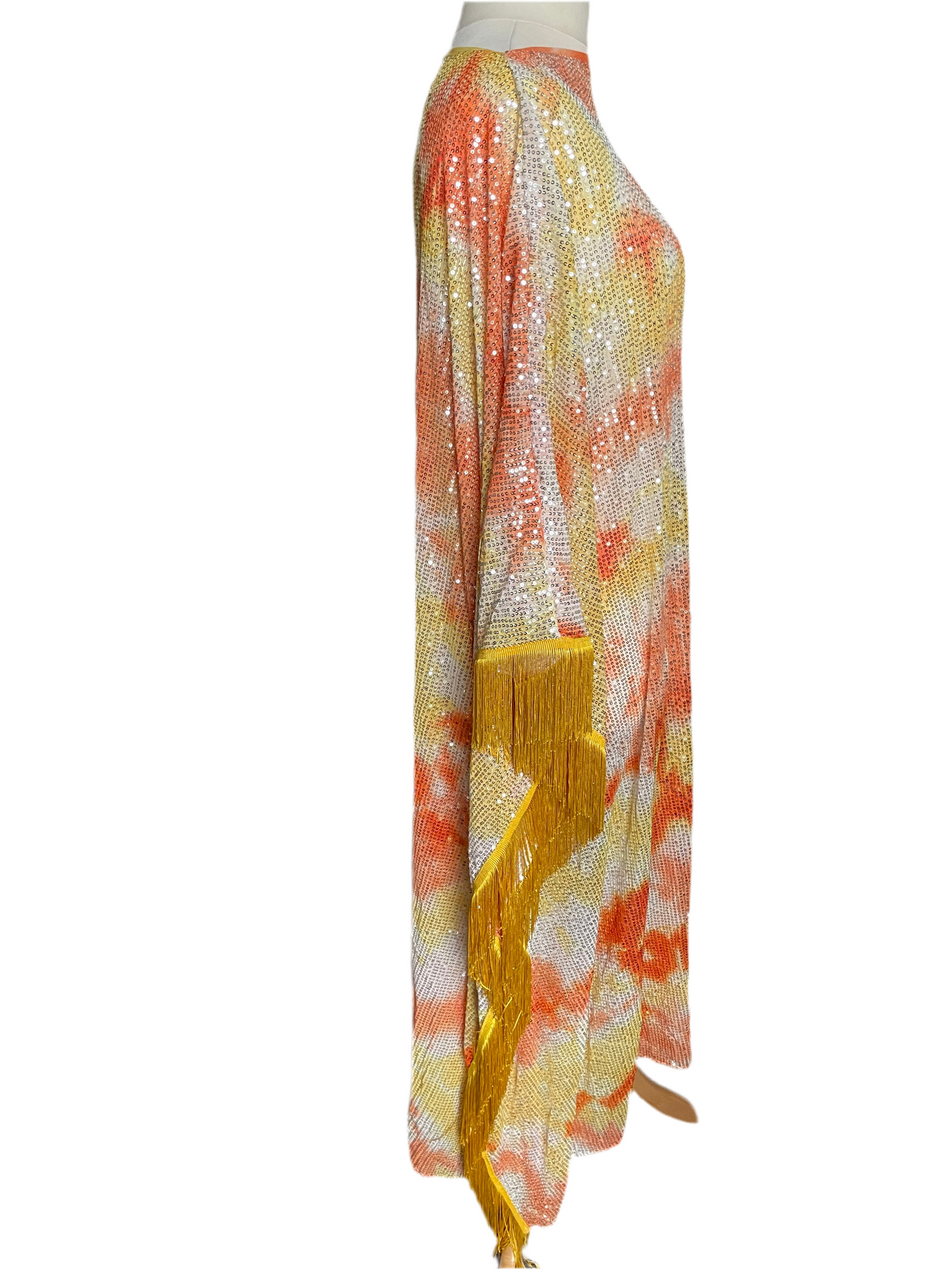 Tie Dye Sequin Fringe Kaftan