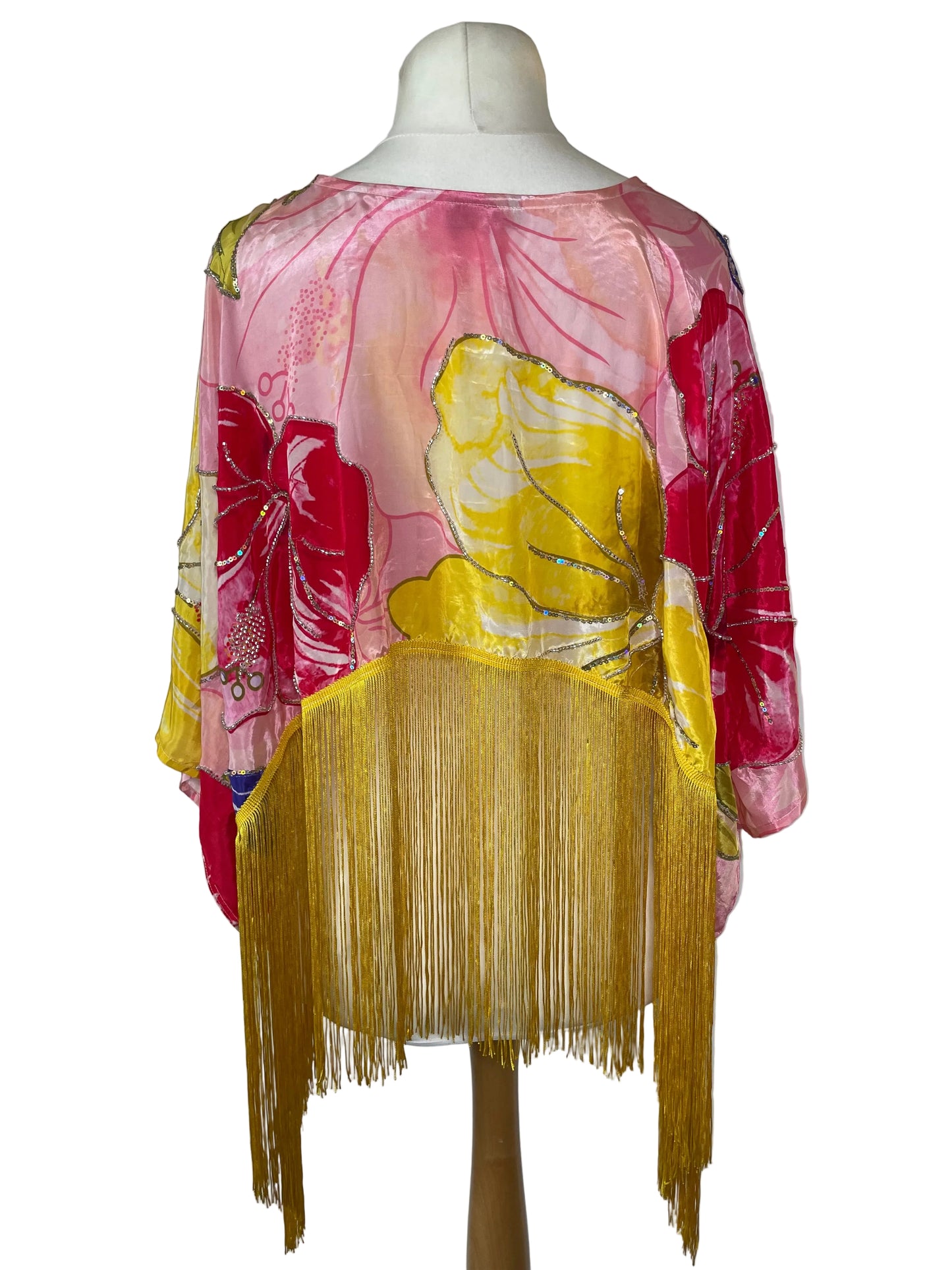 Silk Beaded Fringe Crop Top