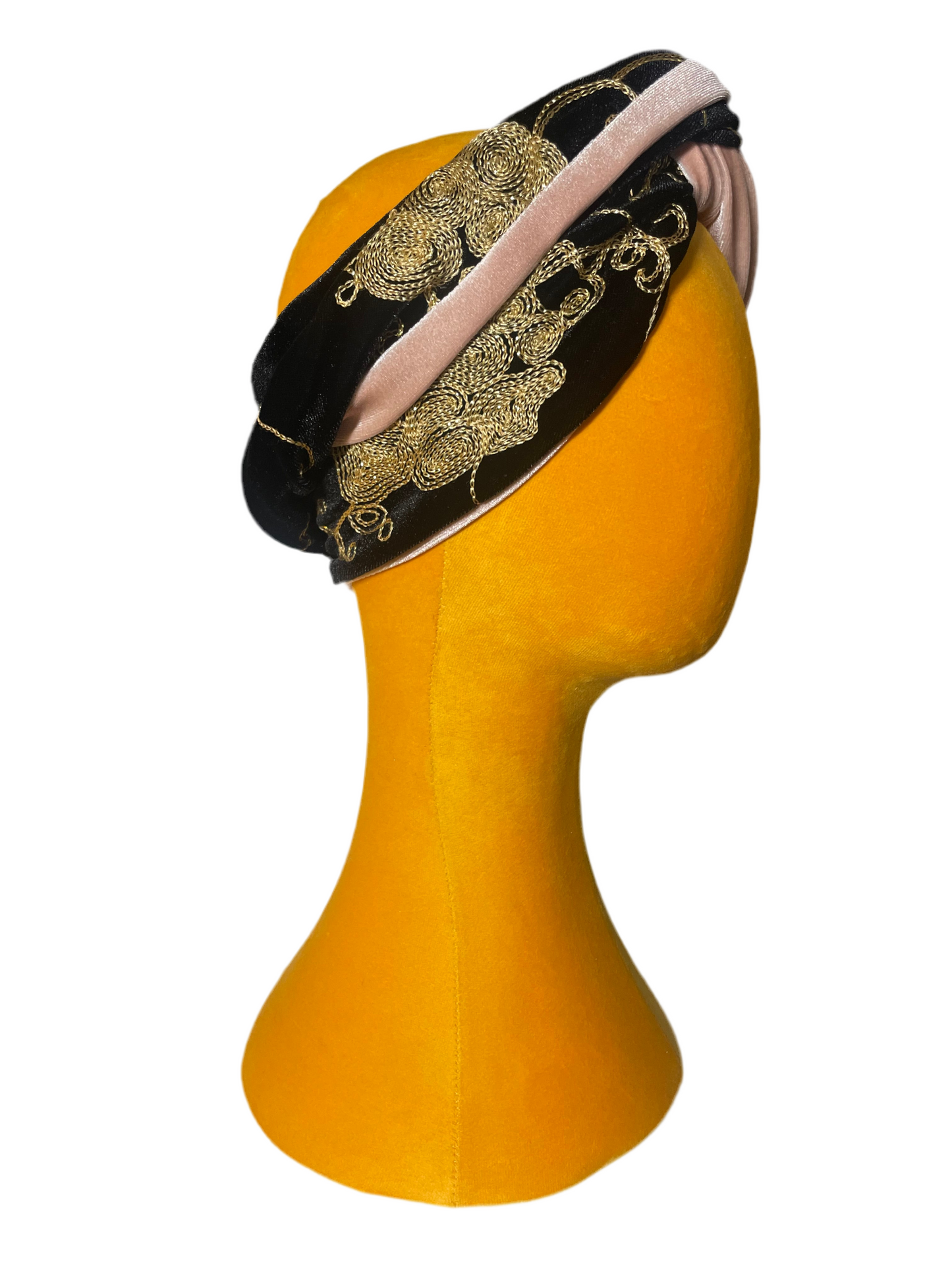Black/Gold Embroidered Head Wrap