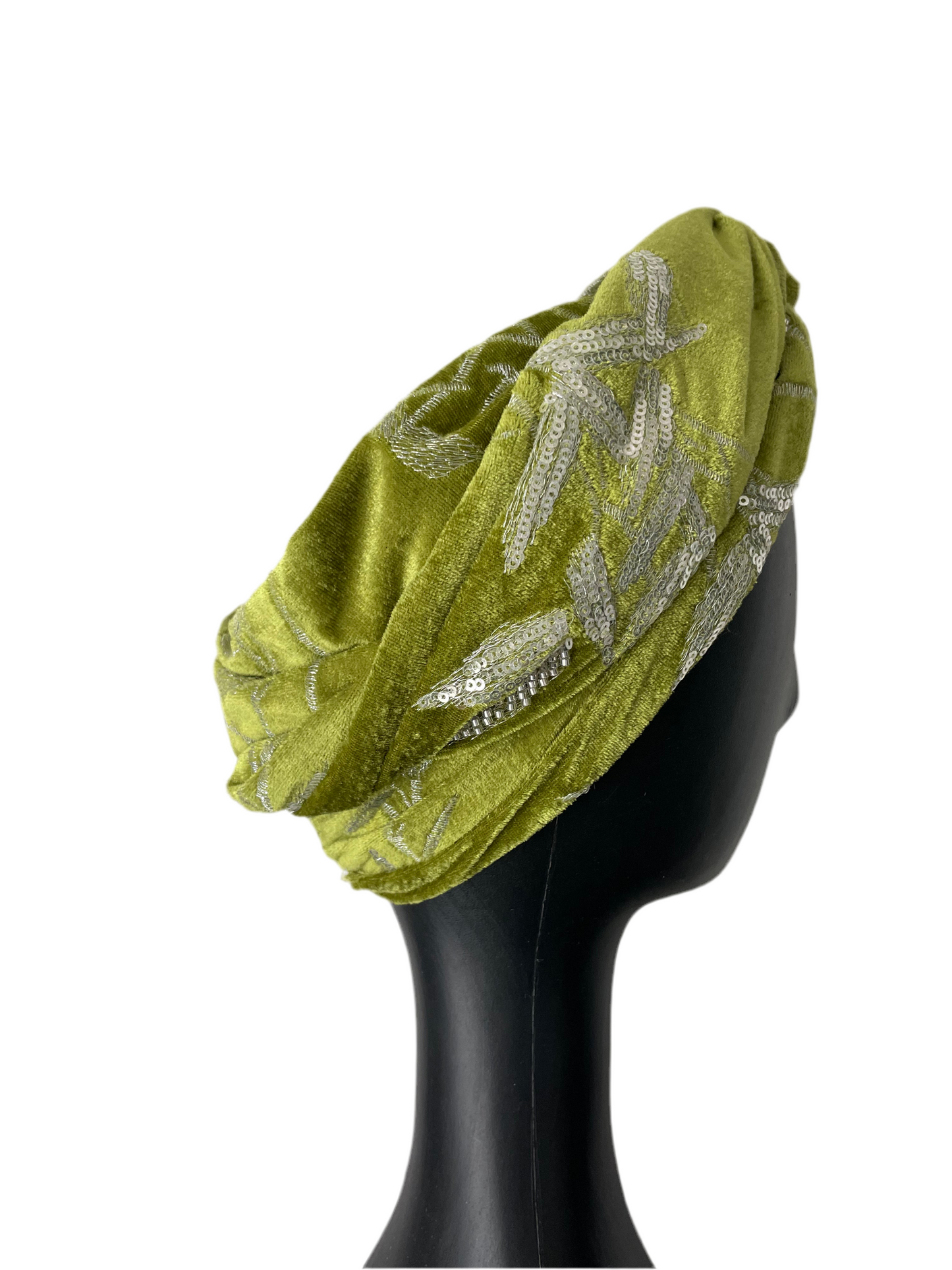 Chartreuse Green and silver velvet Wrap