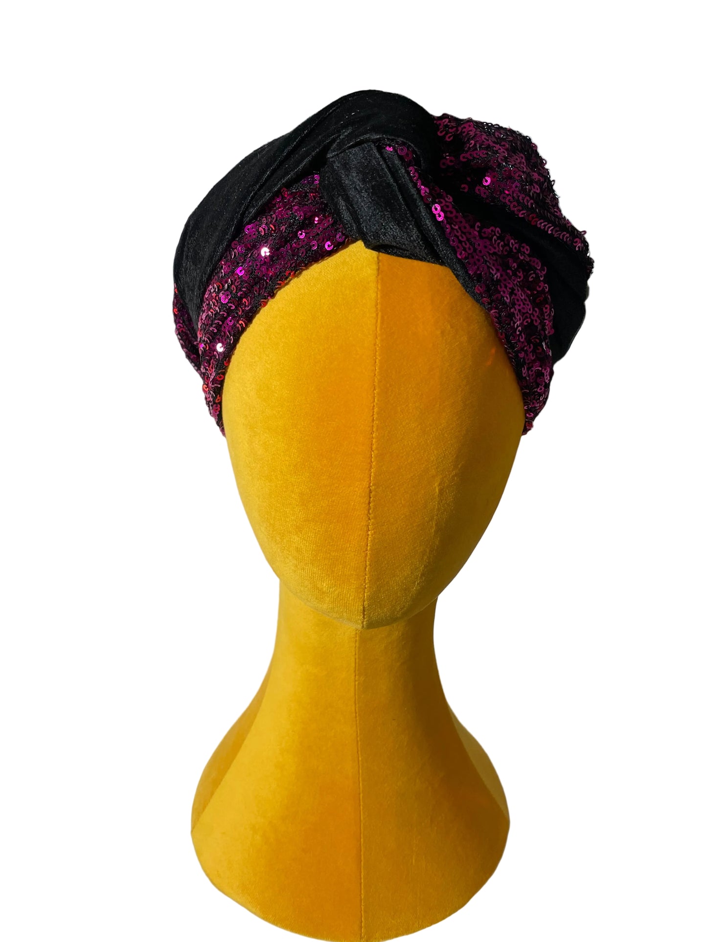 Black/Magenta Sequin Head Wrap