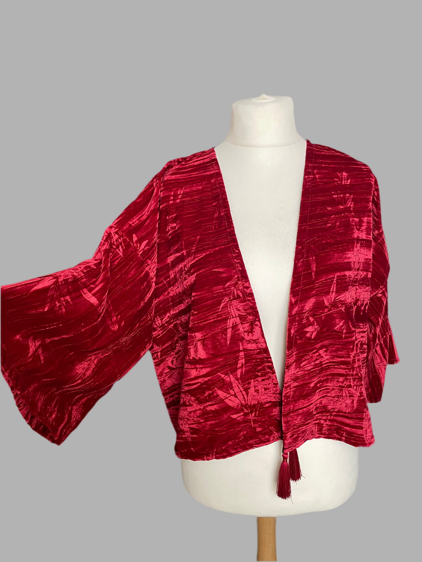 Red Cropped Kimono Jacket