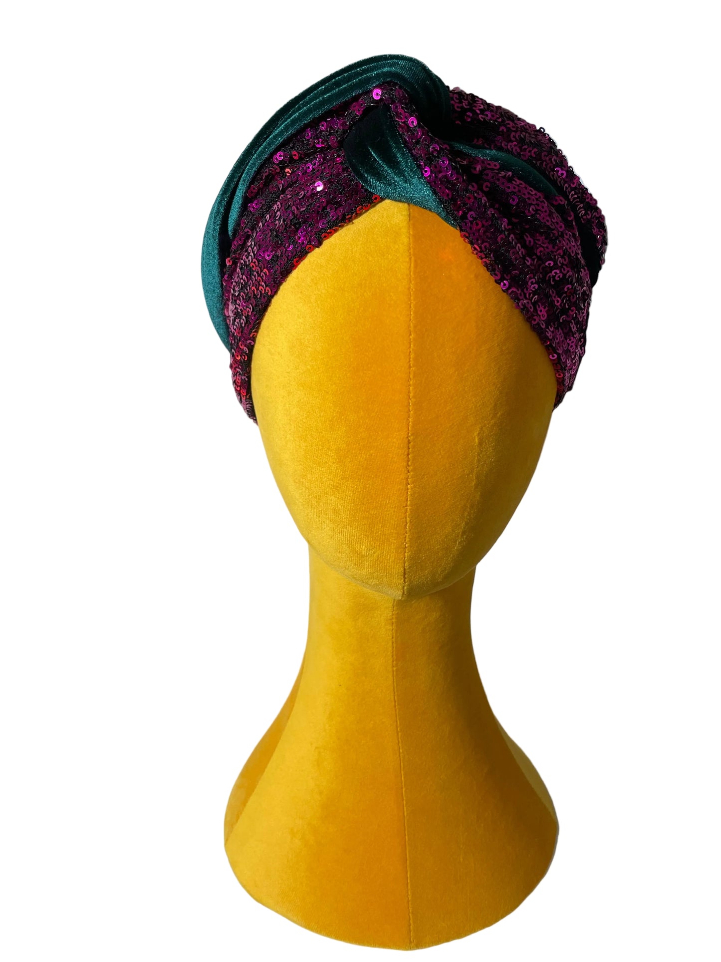 Emerald/Magenta Sequin Head Wrap