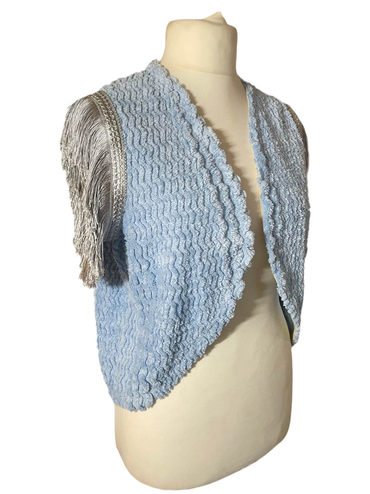 Blue Fringe Blanket Gilet