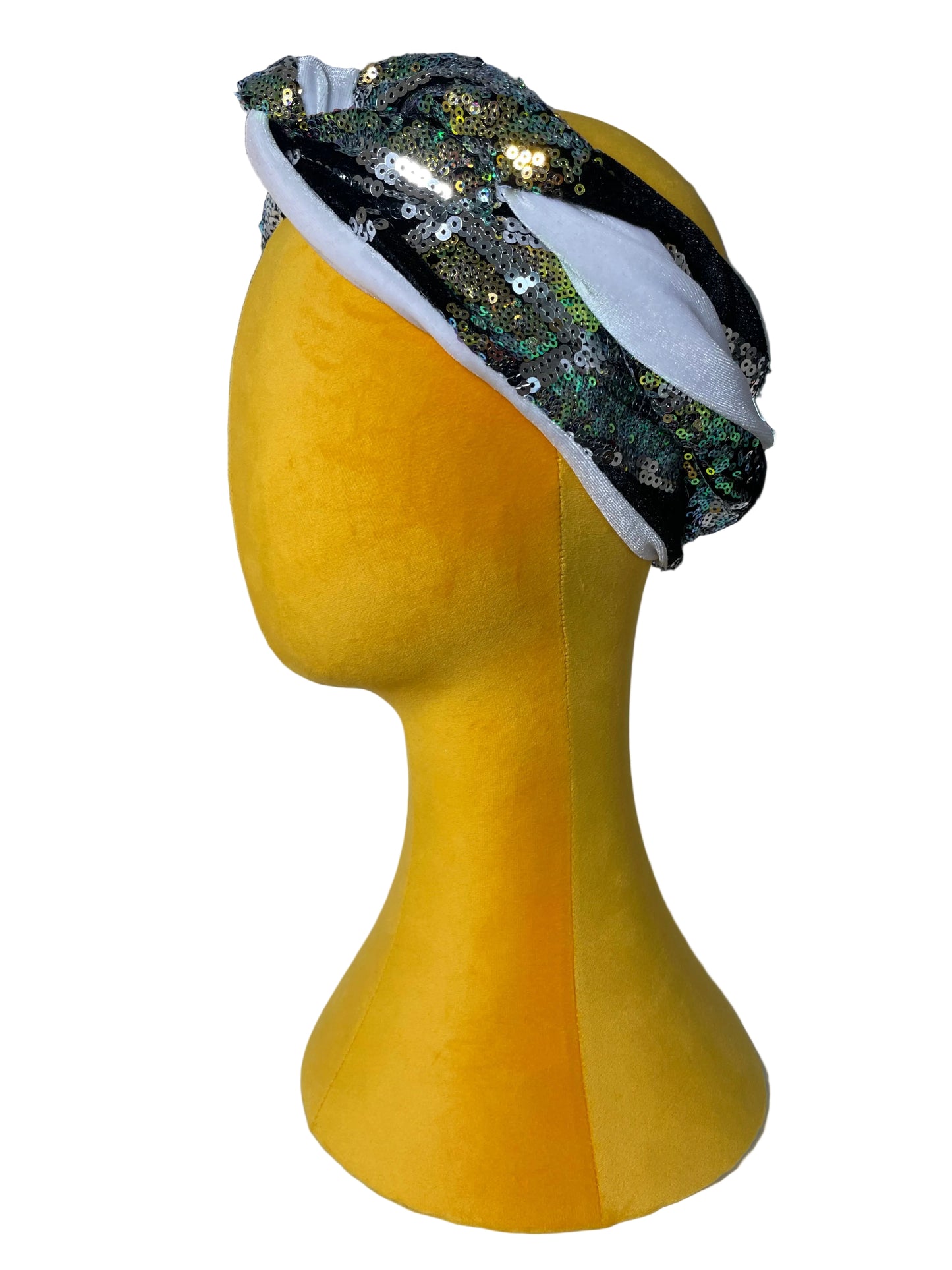 White/Silver and Gold Sequin Head Wrap