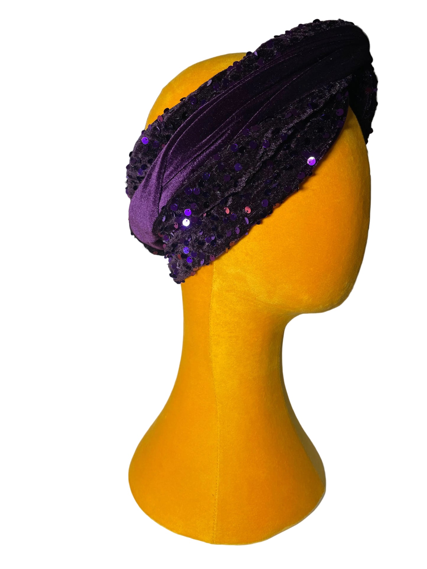 Purple Sequin Velvet Head Wrap
