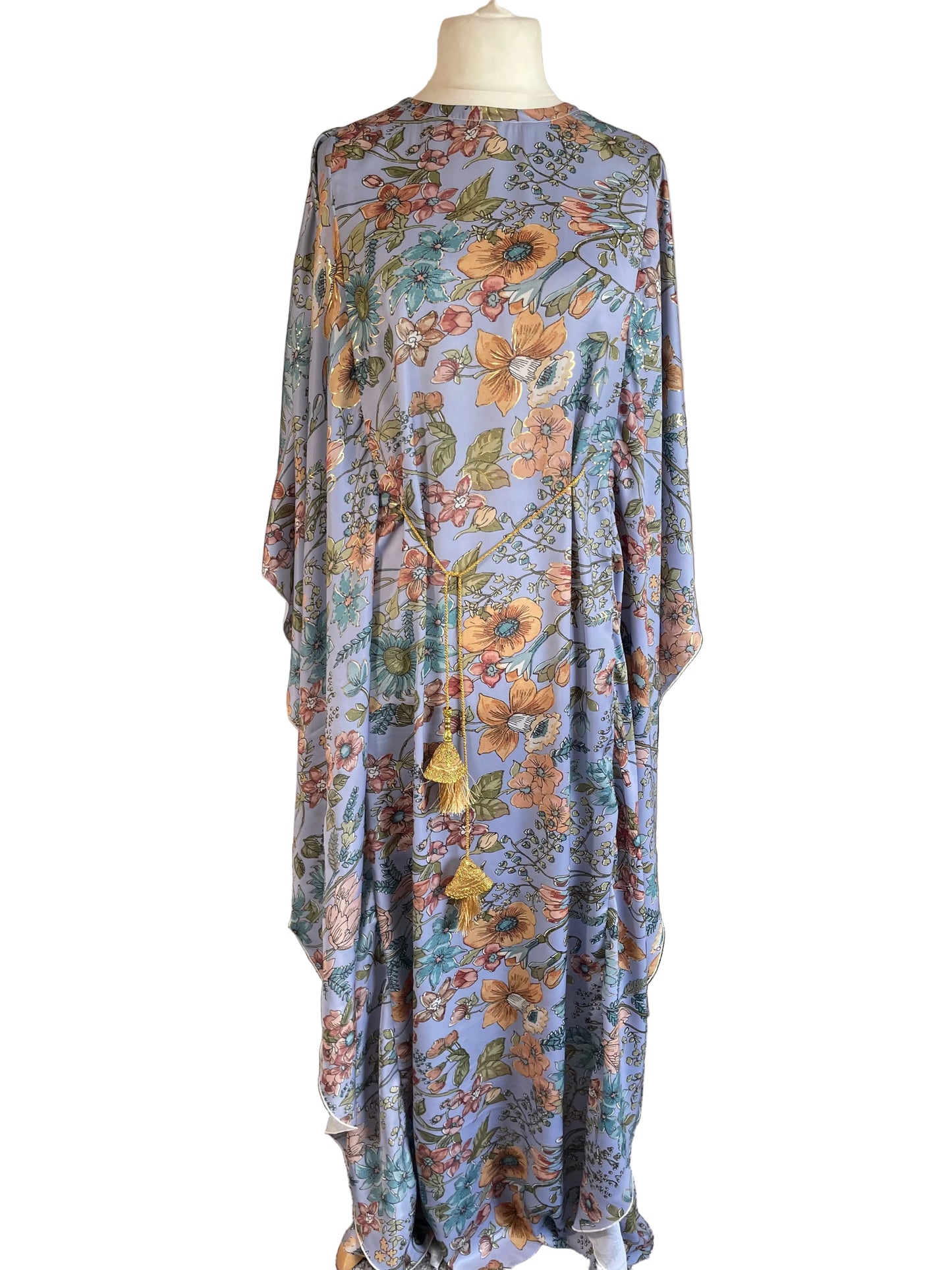 Blue Silk Floral ‘Gypsy’ Kaftan