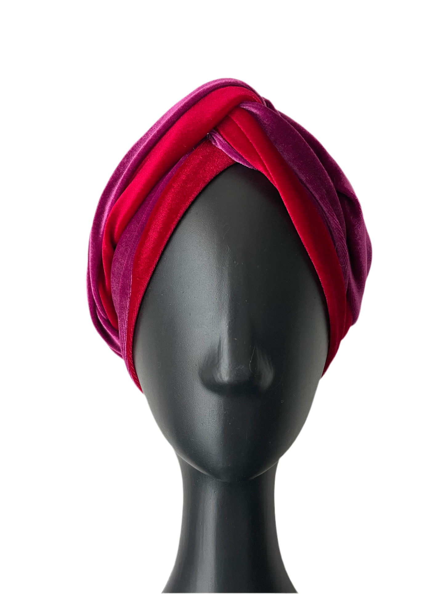 Pink and Red Velour Head Wrap