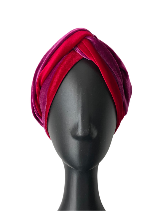 Pink and Red Velour Head Wrap