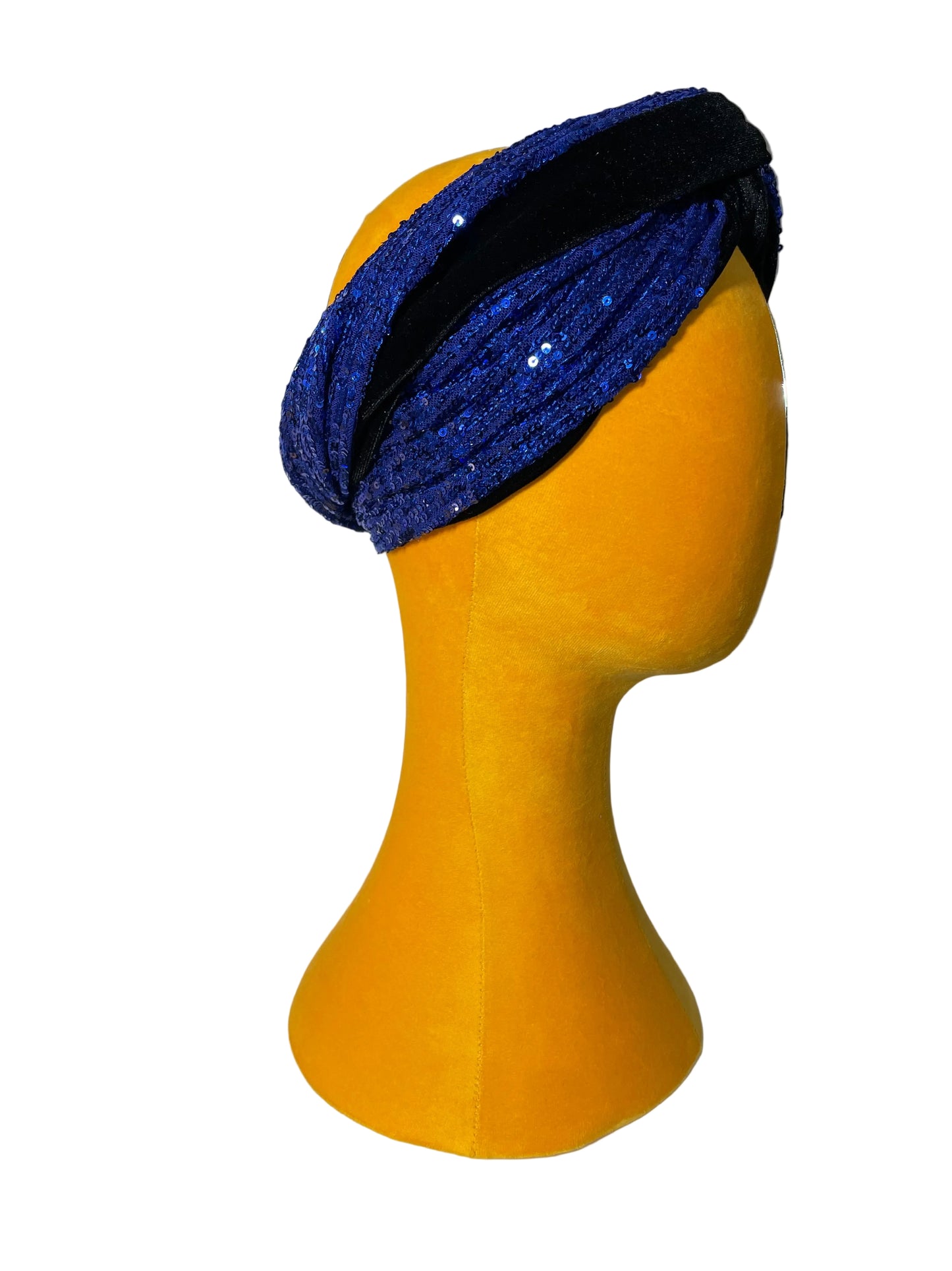 Black/Cobalt Sequin Head Wrap