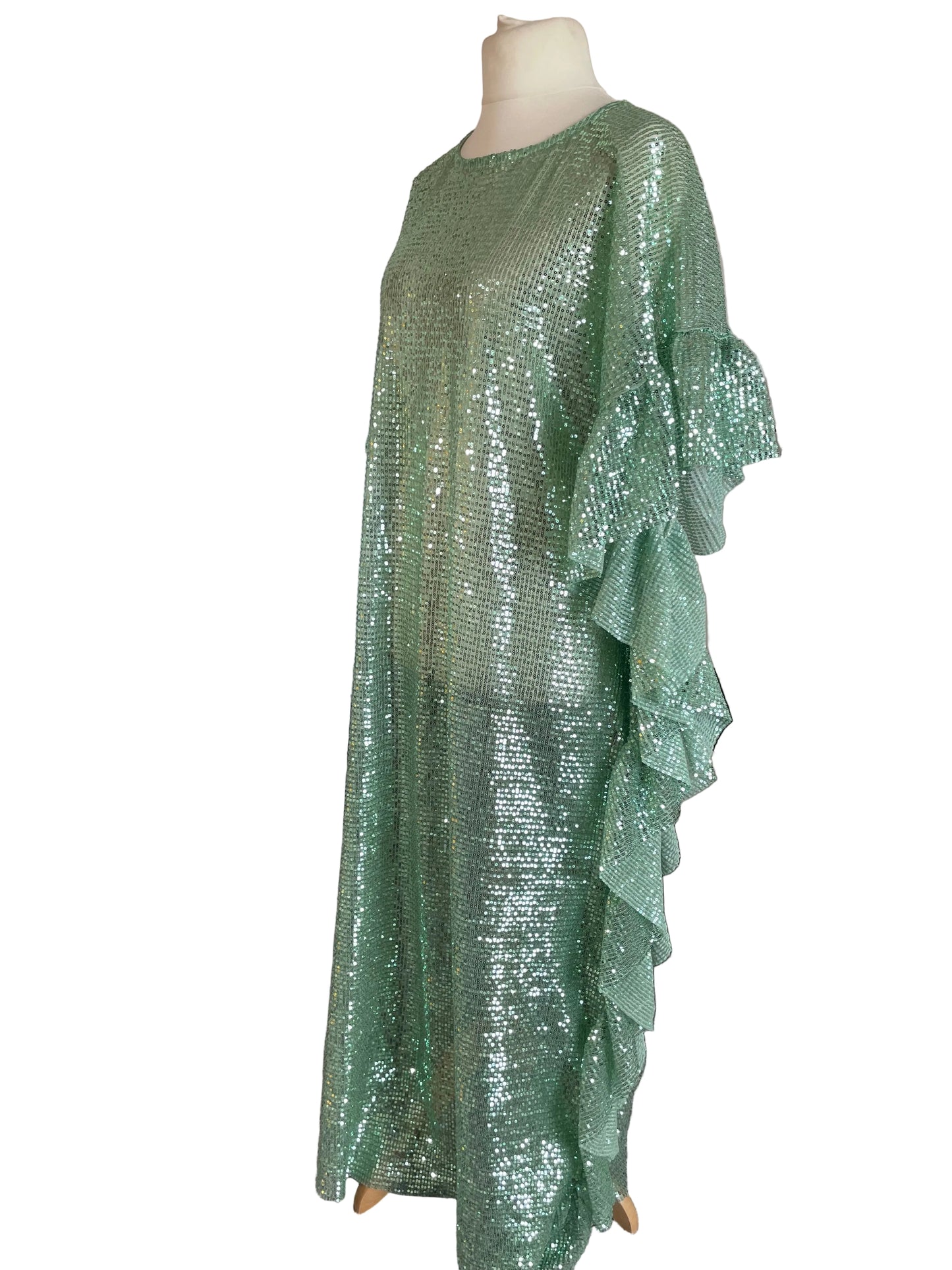 Pale Green Sequin ‘Estelle’ Kaftan