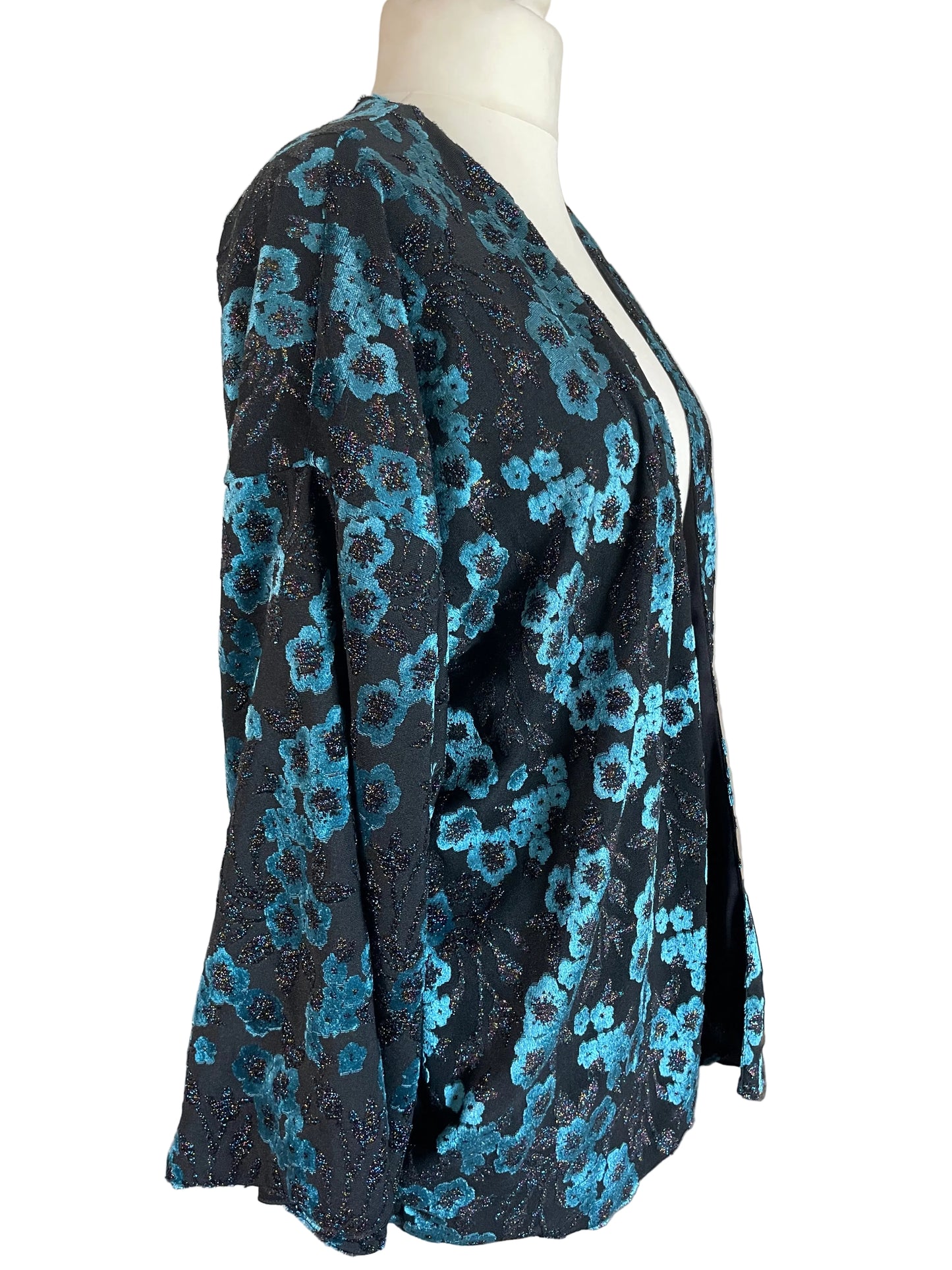 Blue Metallic Floral ‘Loretta’ Kimono Jacket