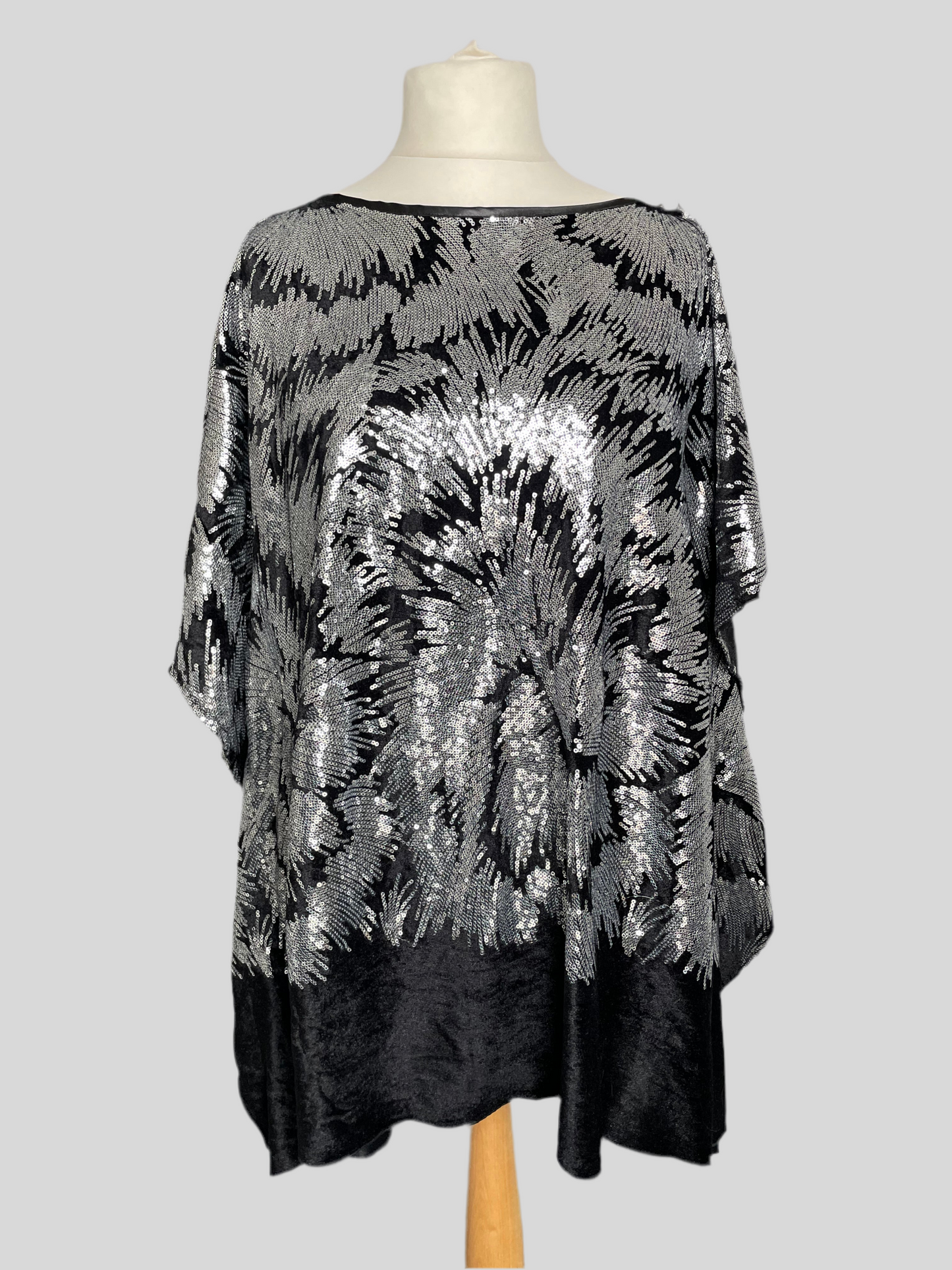 Silver Sequin Kaftan Mini