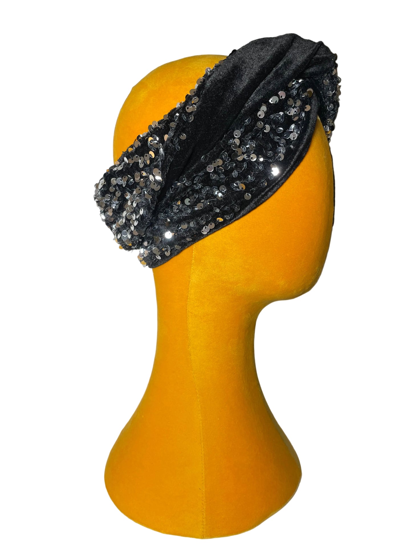 Black/Silver Sequin Head Wrap