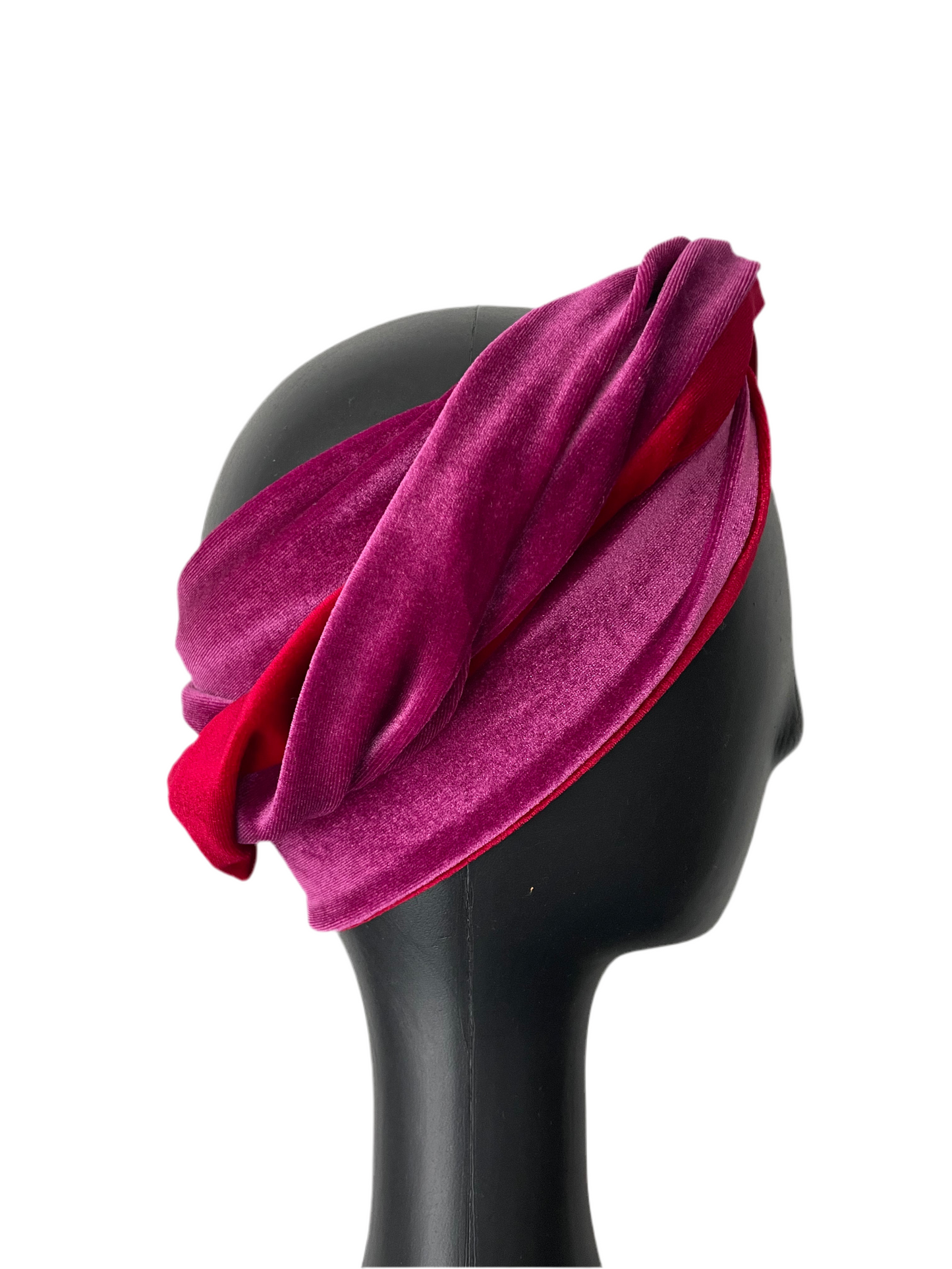 Pink and Red Velour Head Wrap