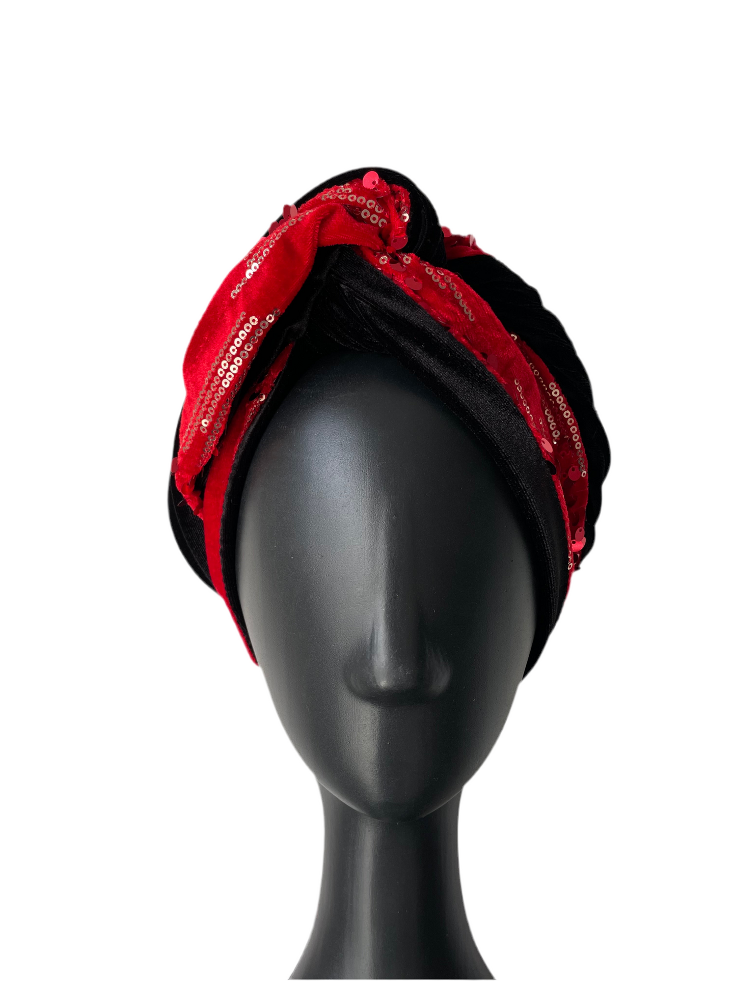 Red and Black Sequin Turban