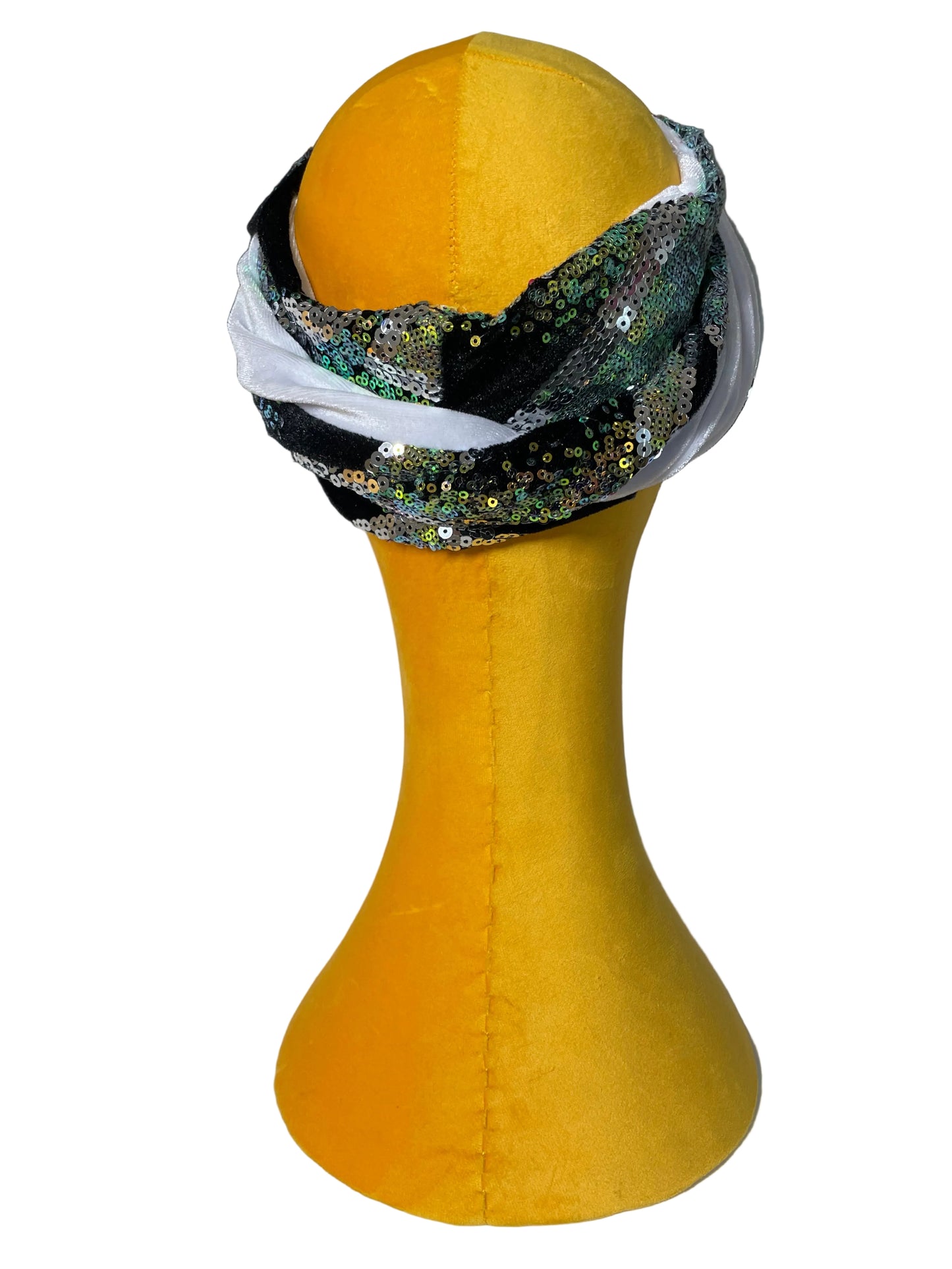 White/Silver and Gold Sequin Head Wrap