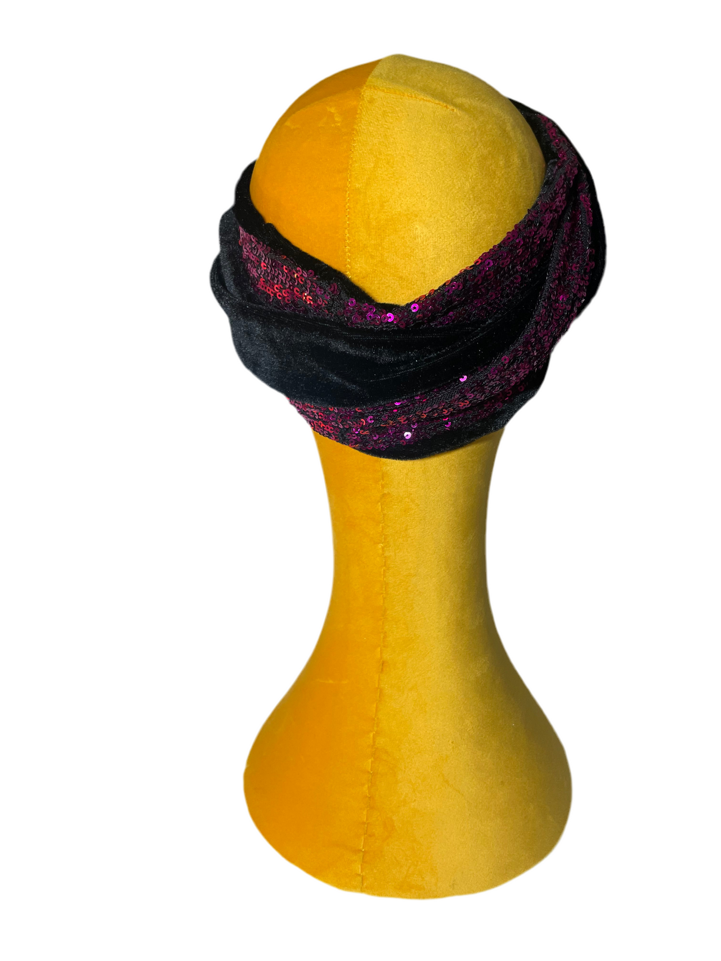 Black/Magenta Sequin Head wrap