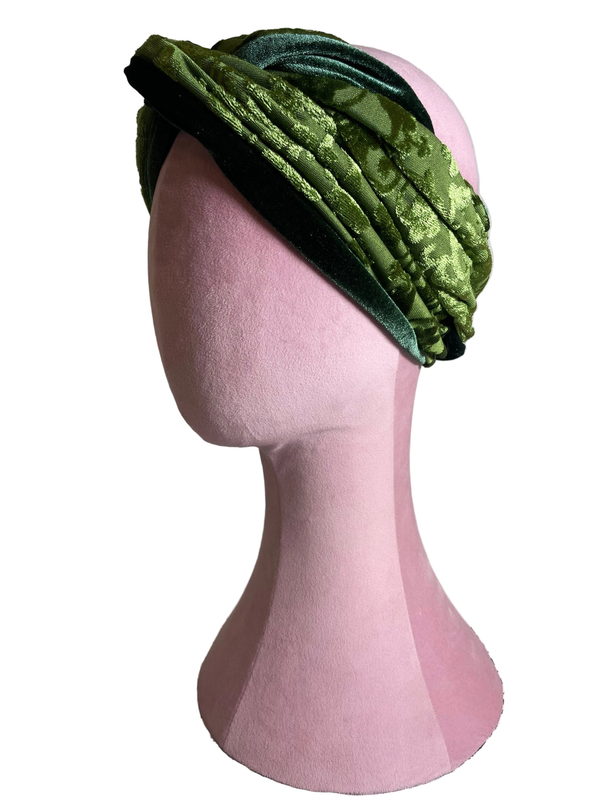 Green on Green Velvet Head Wrap