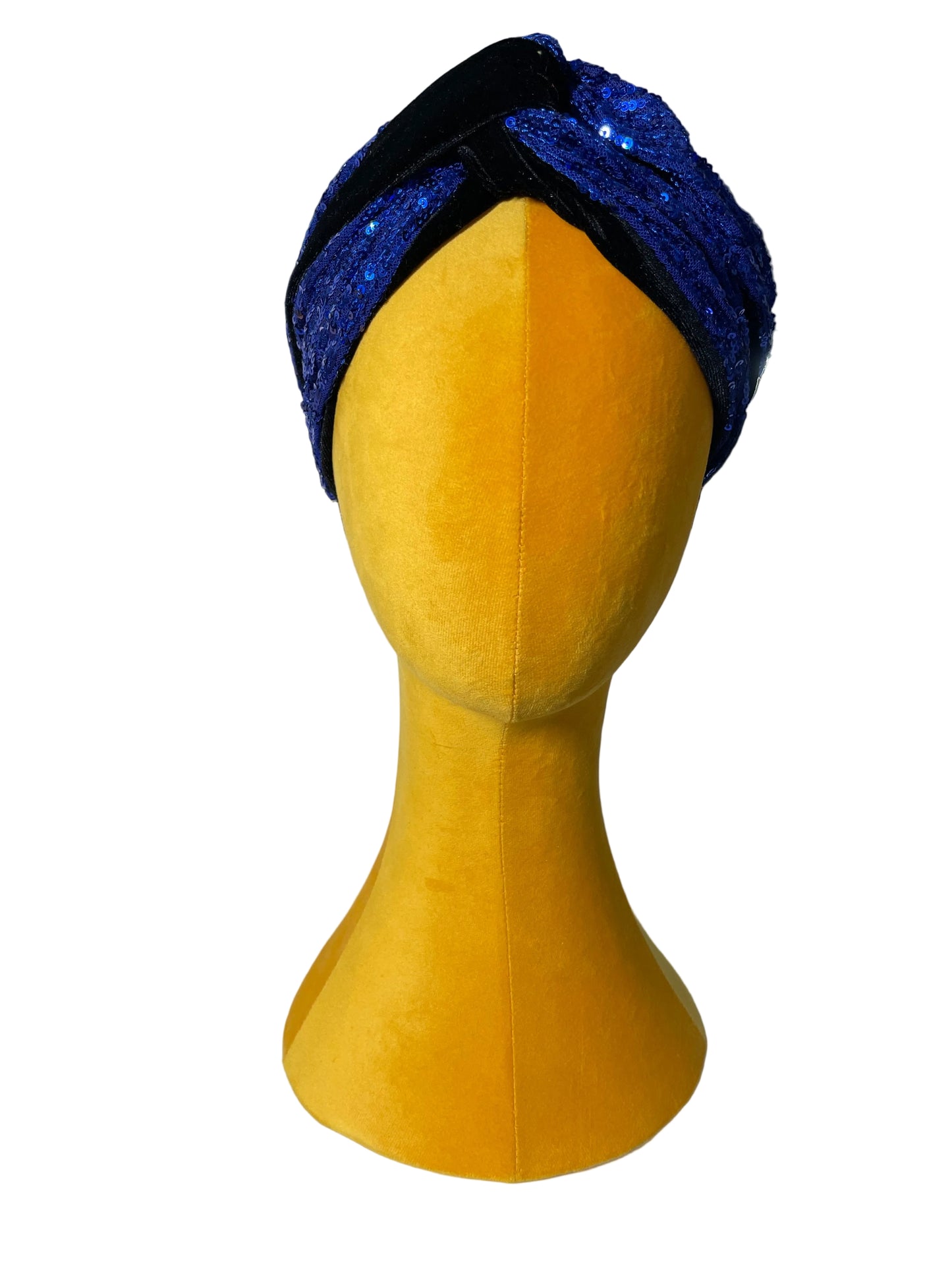 Black/Cobalt Sequin Head Wrap