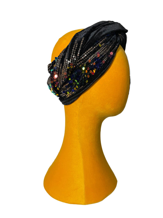 Black/Multi Sequin Head Wrap