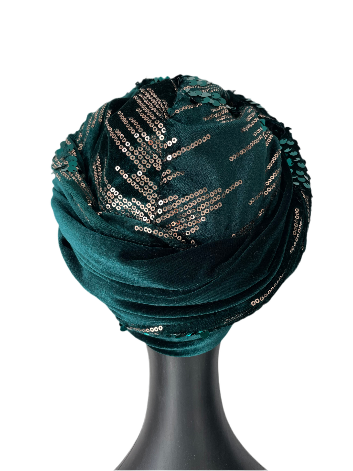 Green Velvet and Sequin Turban