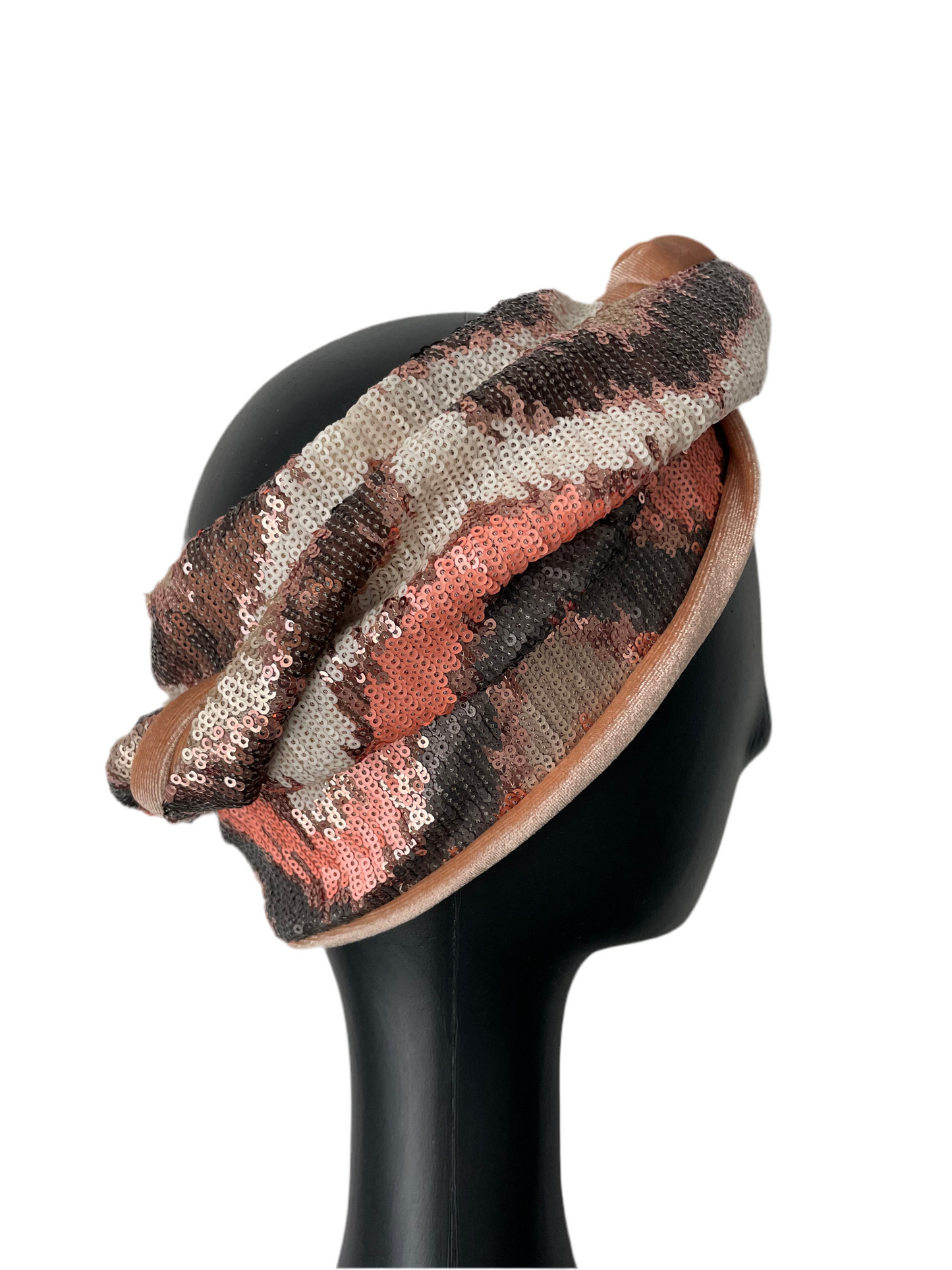 Peach Sequin Head Wrap