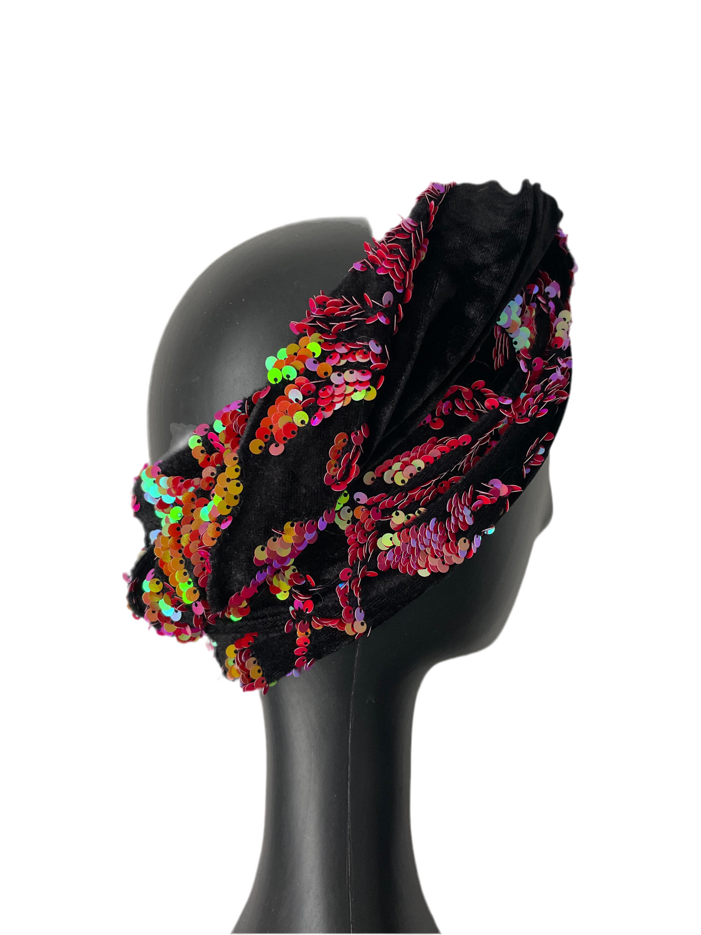 Pink and Orange Sequin Head Wraps