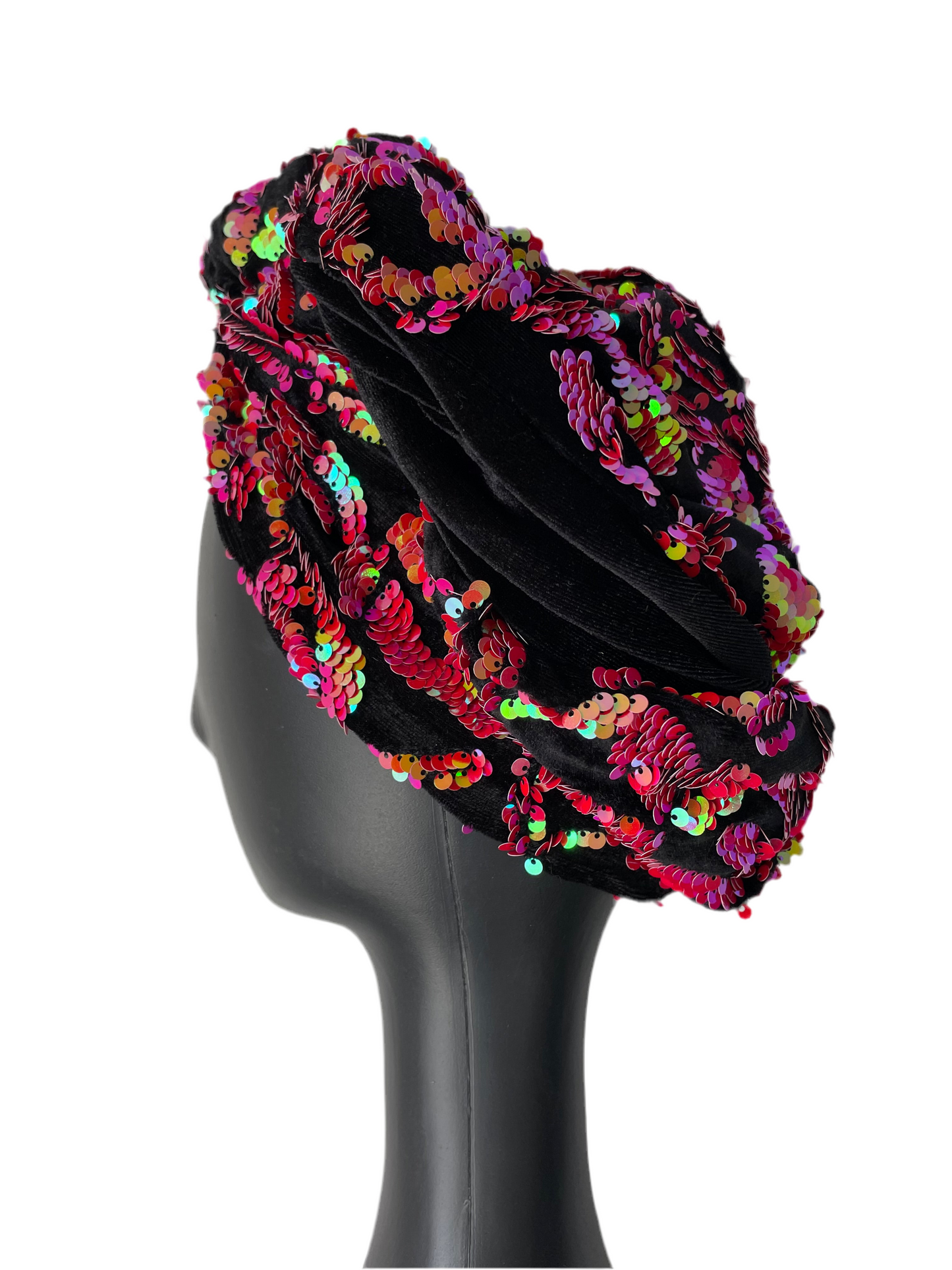 Pink/Orange Sequin Velvet Turban