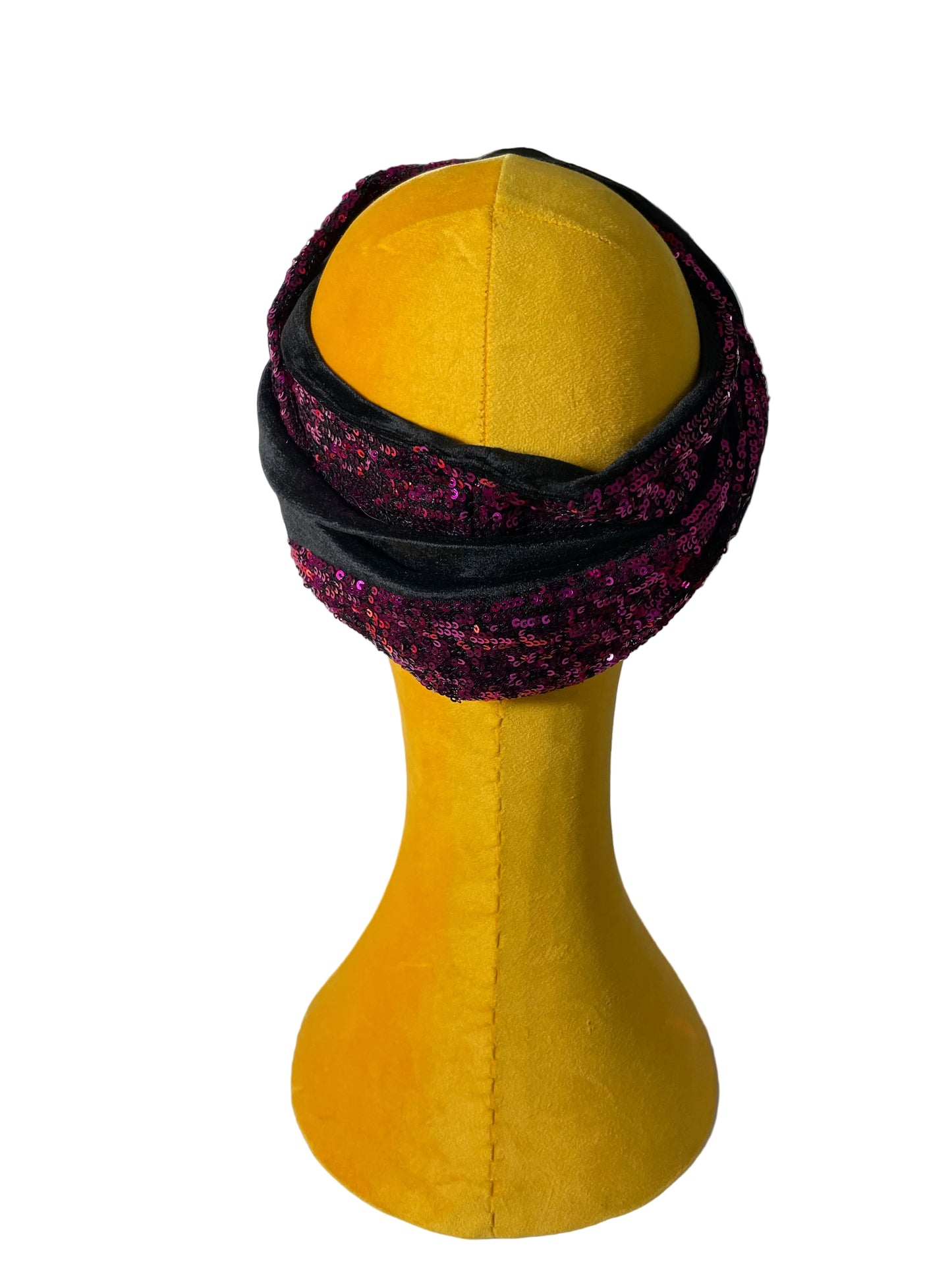 Black/Magenta Sequin Head Wrap